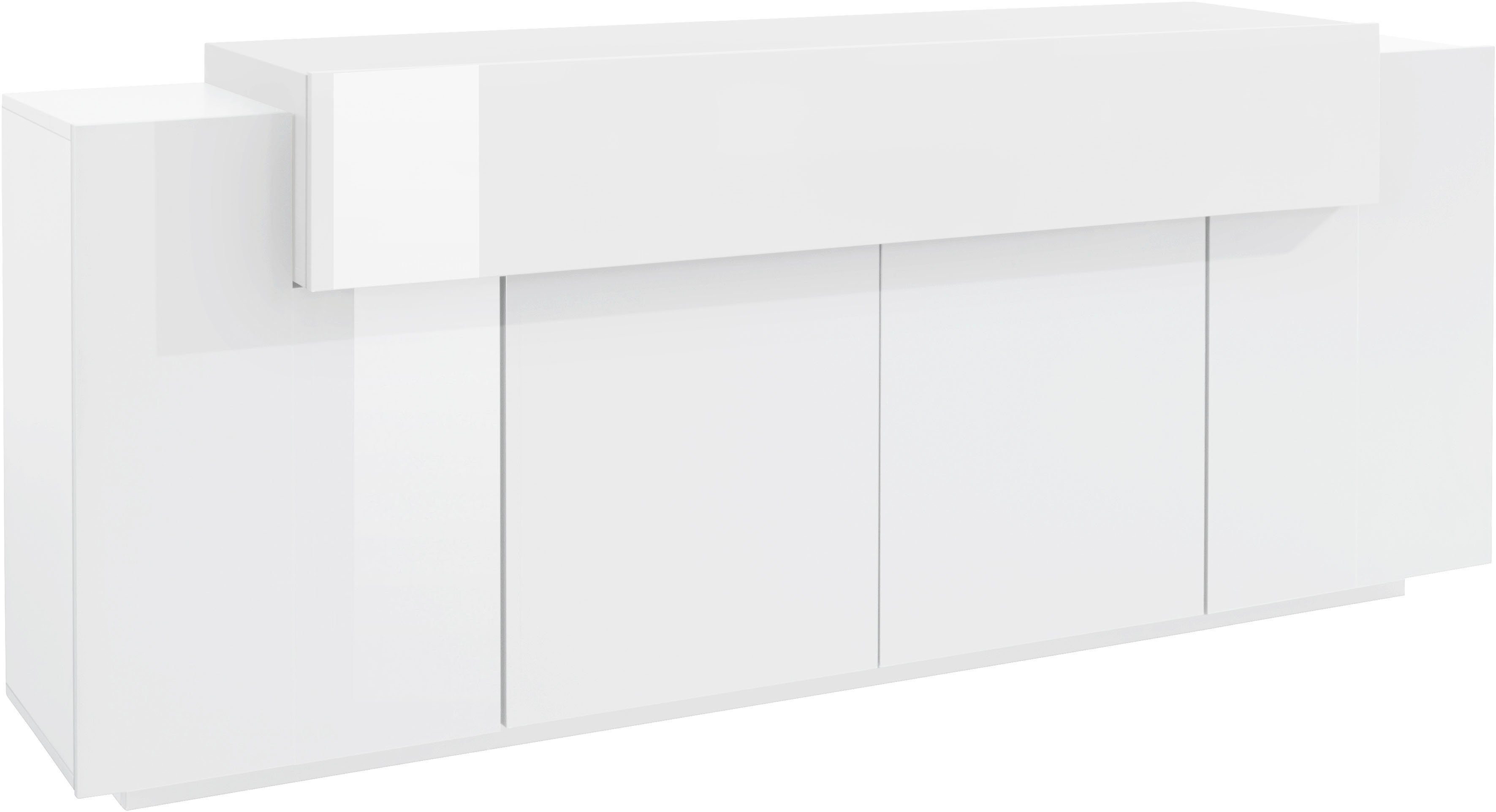 INOSIGN Dressoir Coro, commode, kast, buffet, greeploos met legplanken 1 klep, 4 deuren, dubbele diepte, bxdxh 200x45x85,6 cm dressoirs wit