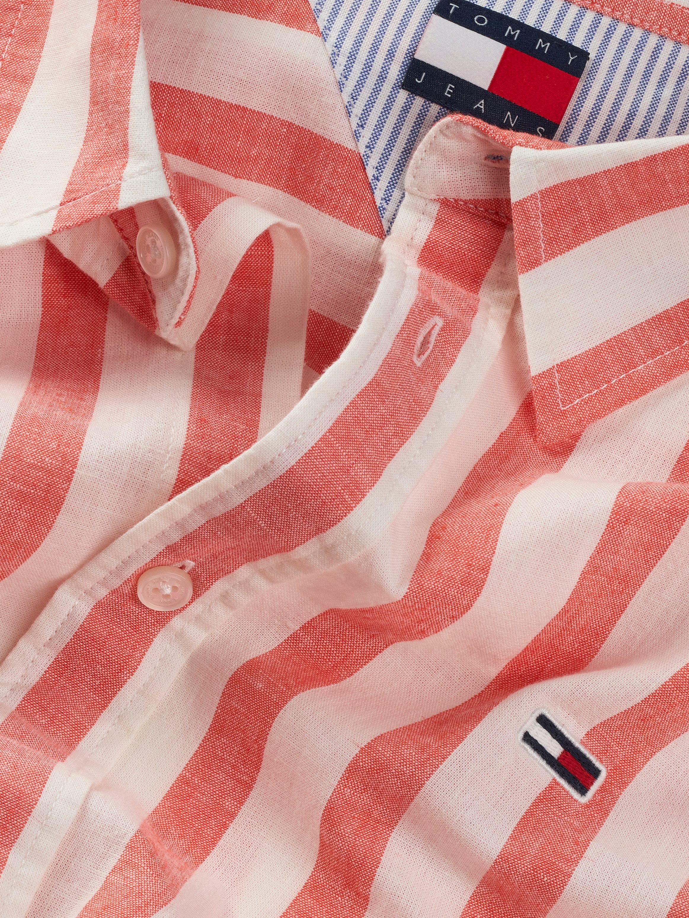 TOMMY JEANS Overhemd met korte mouwen TJM REG LINEN BLEND STP SS SHIRT