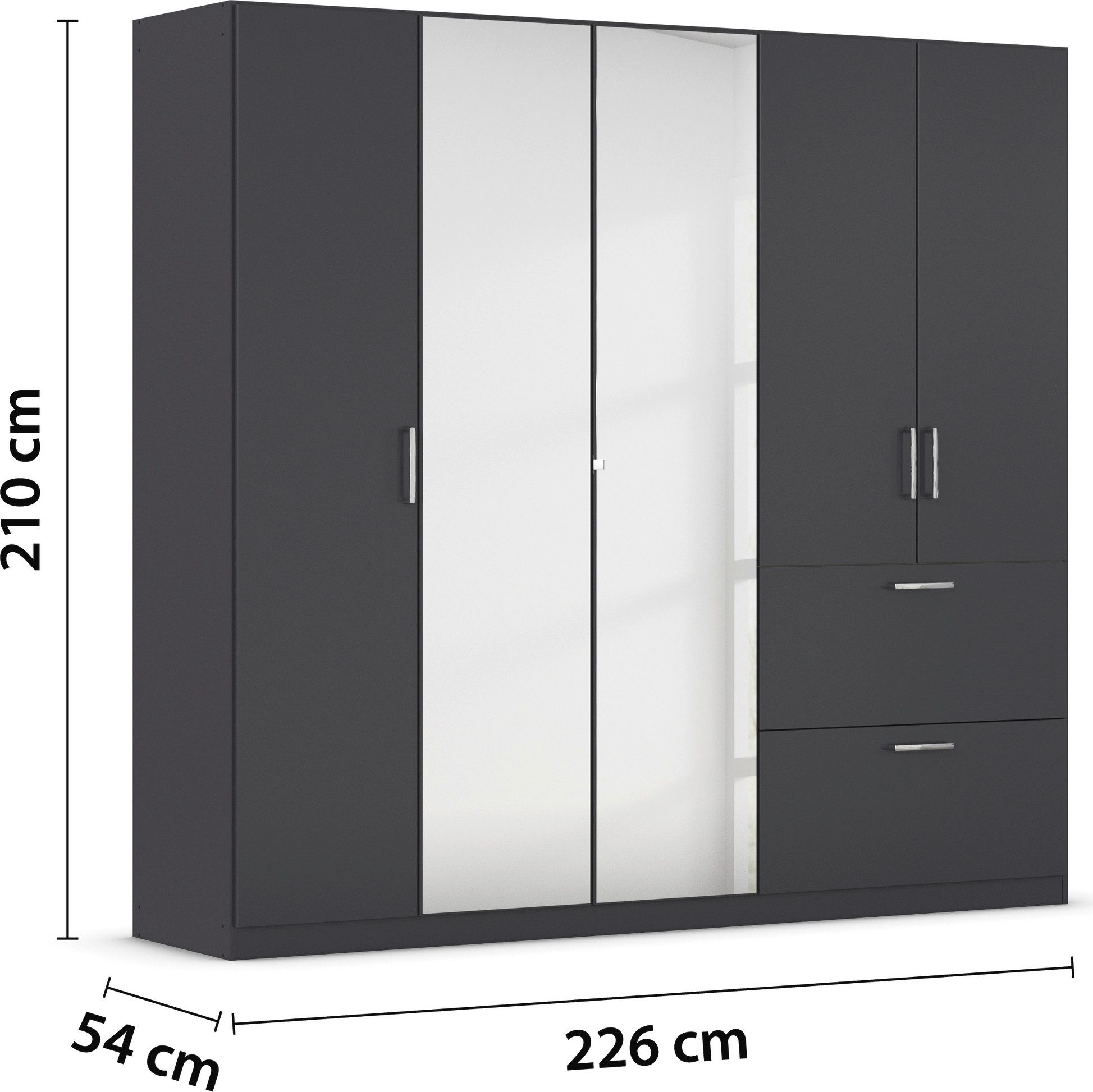 rauch Draaideurkast Kledingkast Kast Garderobe Slaapkamerkast PADUA volledig gemonteerde spiegeldeuren, twee grote lades made in germany