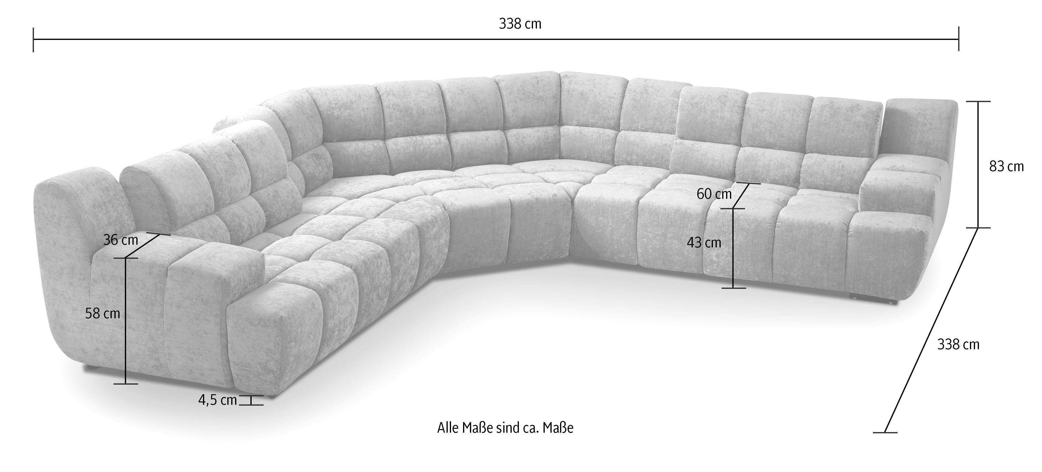 designwerk Hoekbank Cielo met zitdiepteverstelling voor hoog zitcomfort