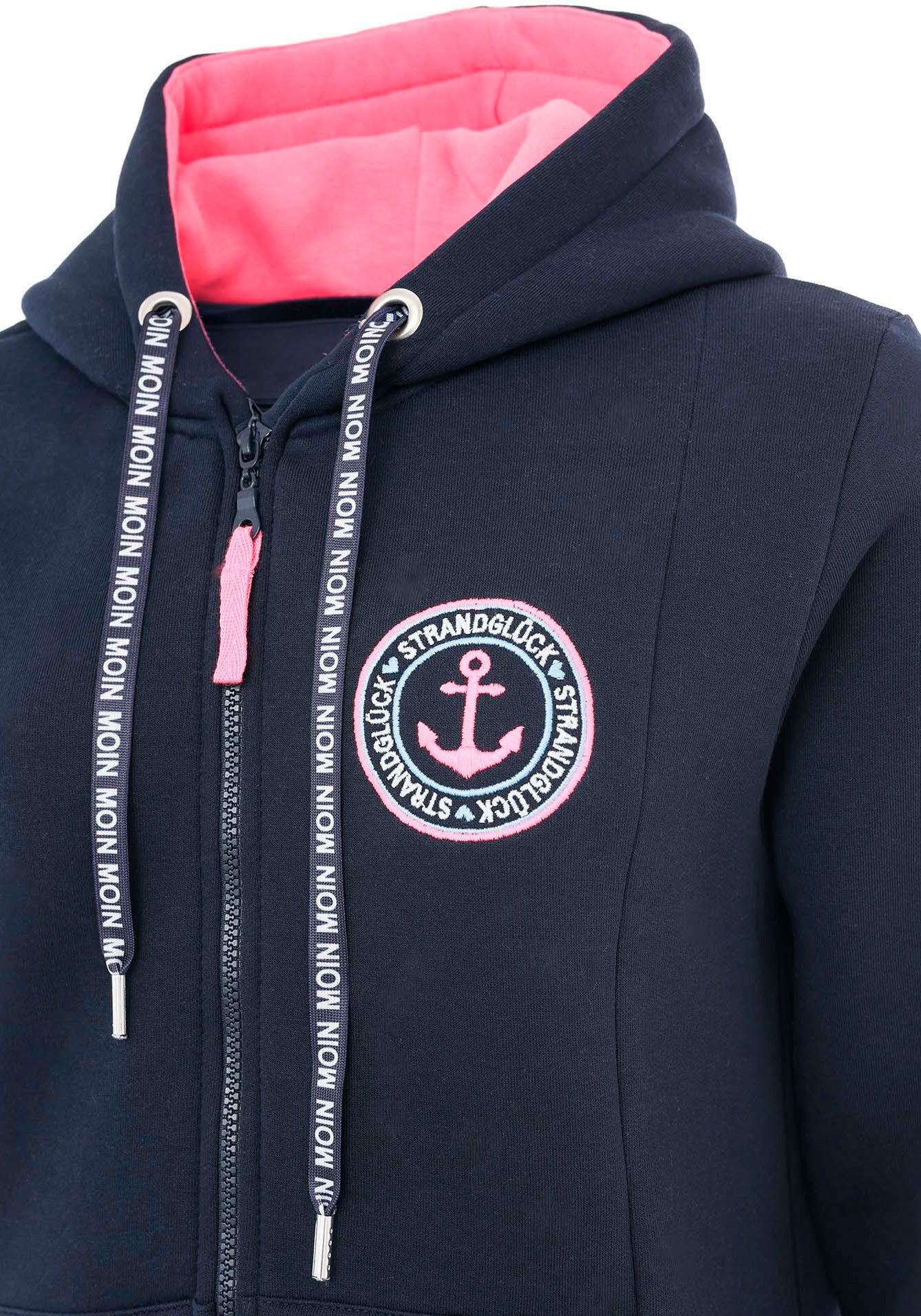 Zwillingsherz Jersey jas Met capuchon, zakken, voor- en achterprint kust zee moin