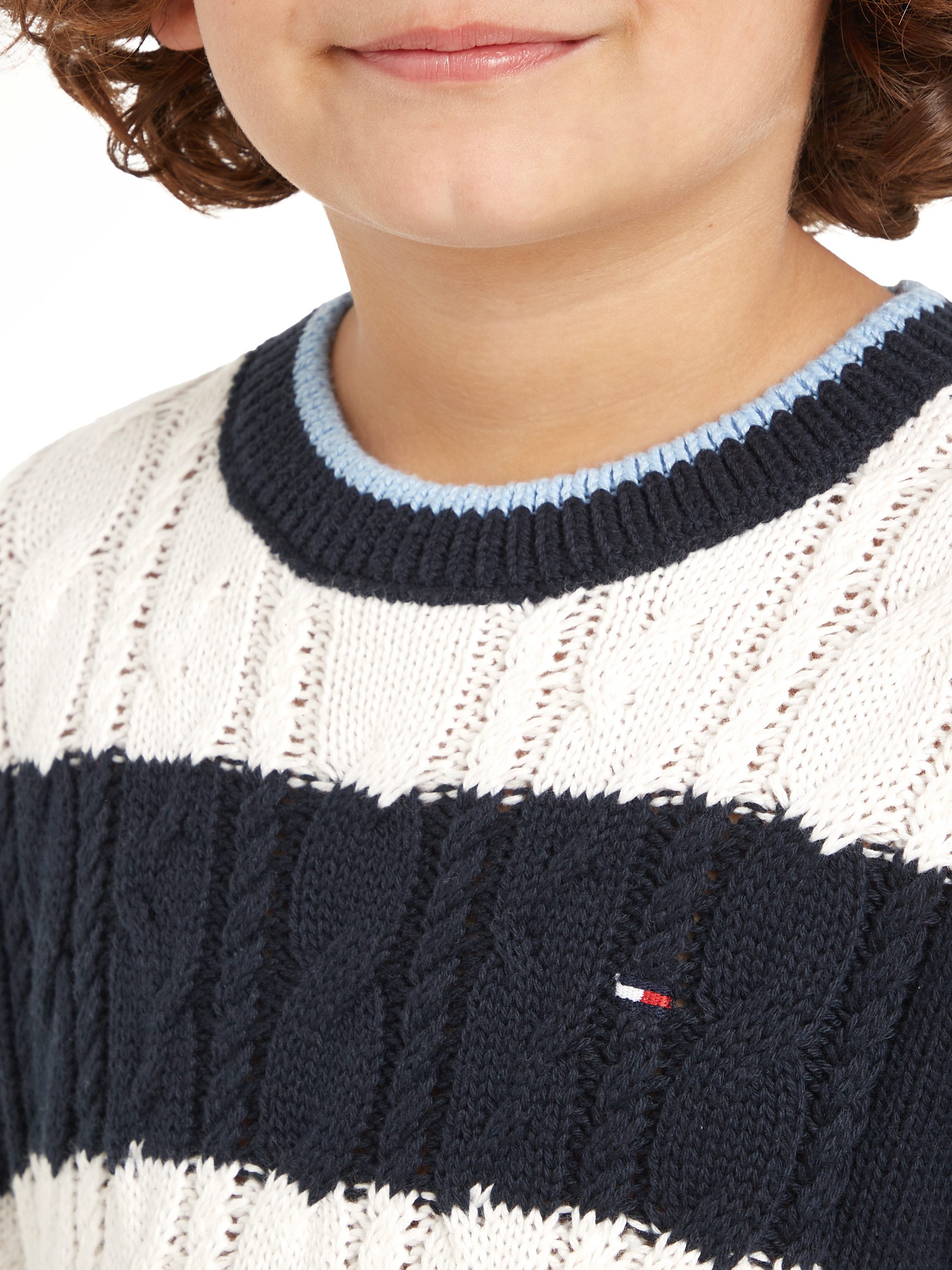 Tommy Hilfiger Gebreide trui COLORBLOCK CABLE REGULAR SWEATER Kinderen tot 16 jaar met logostiksel