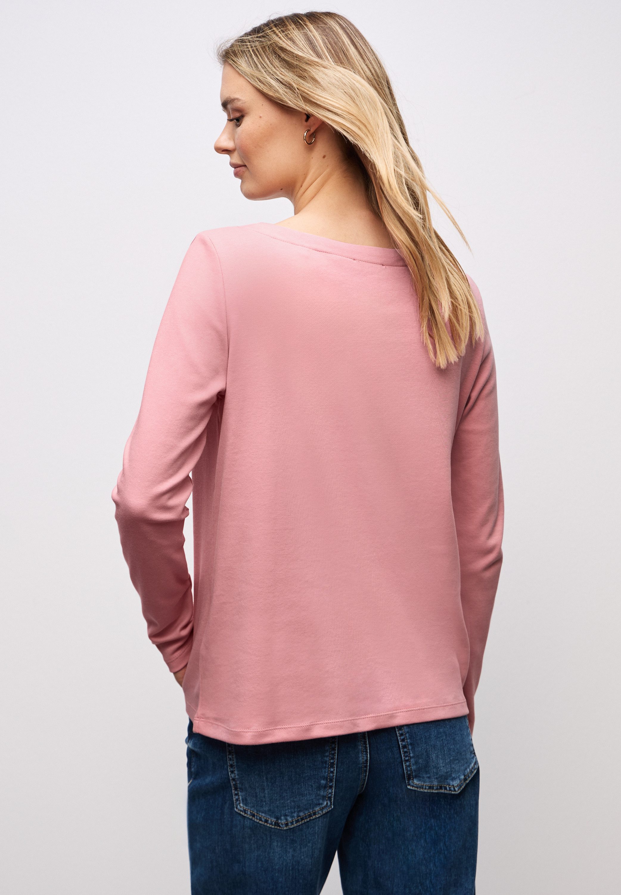 STREET ONE Shirt met lange mouwen met print, wording print in leo-look