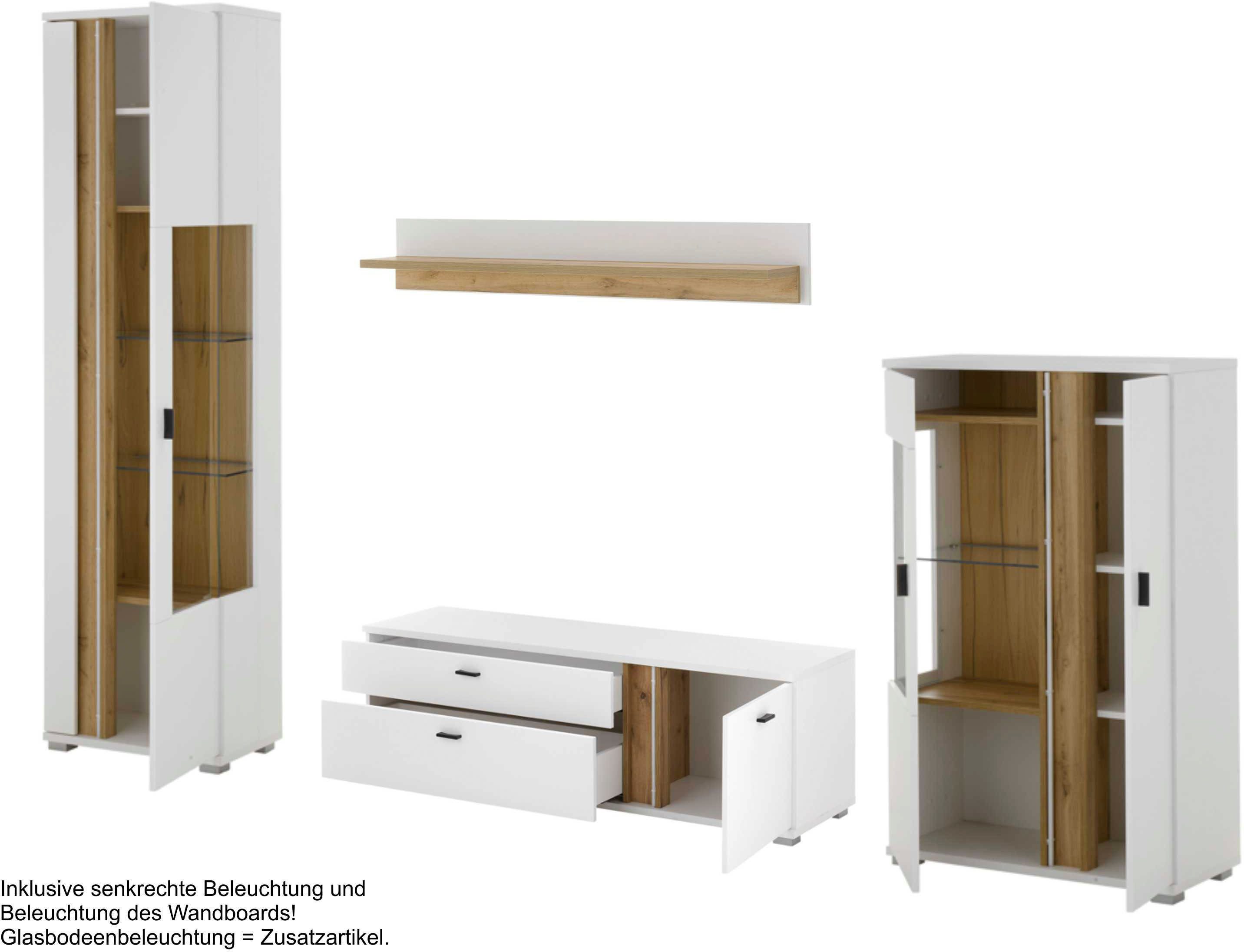 INOSIGN Wandmeubel Long Island in moderne trendkleur, inclusief verticale verlichting, breedte 305 cm (set, 4-delig)