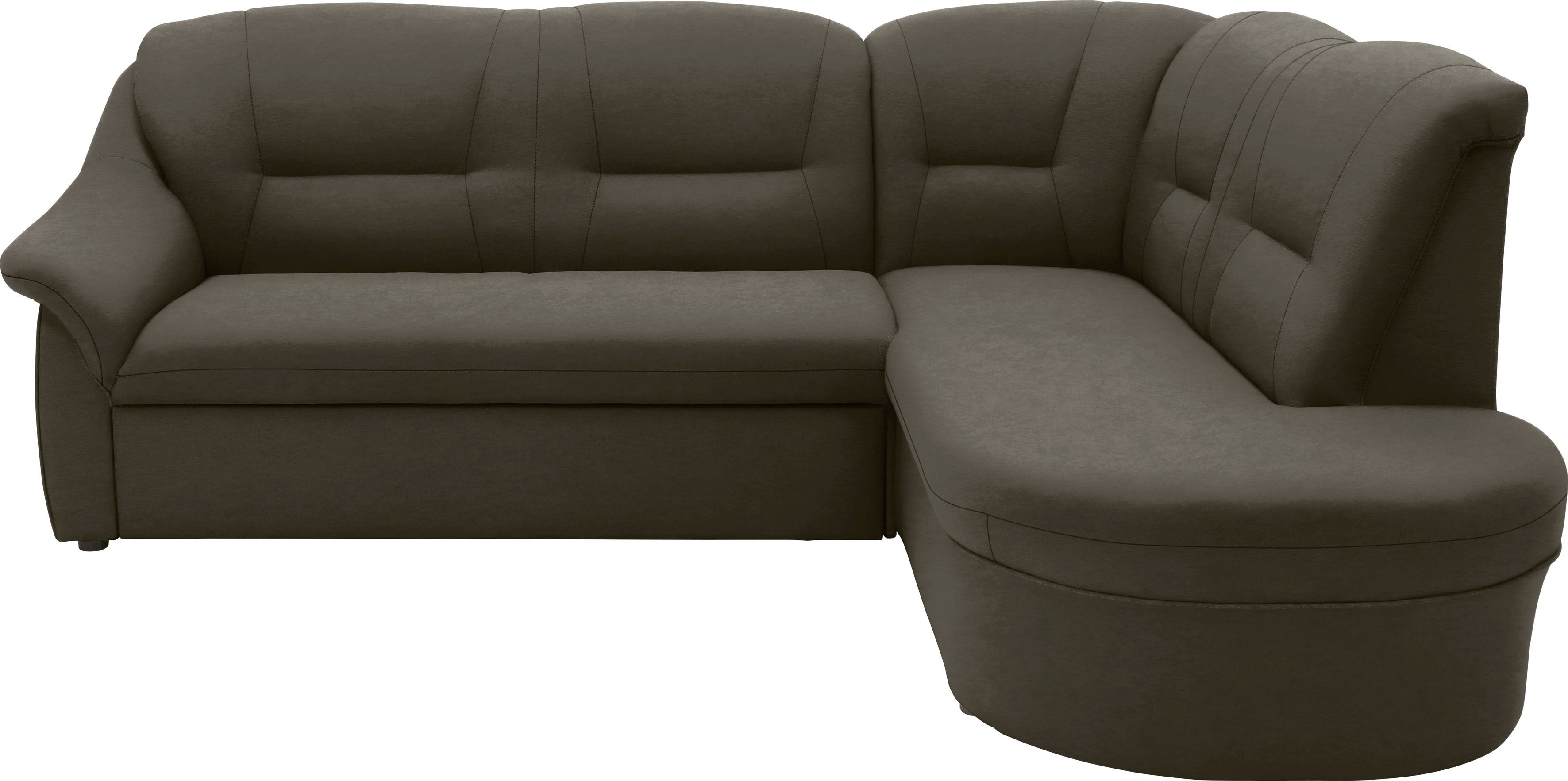 DOMO collection Hoekbank Faenza voor kleine ruimtes, afmetingen 232,176cm, comfortabel, L-vorm met ottomane, tijdloos, elegante armleuningen,