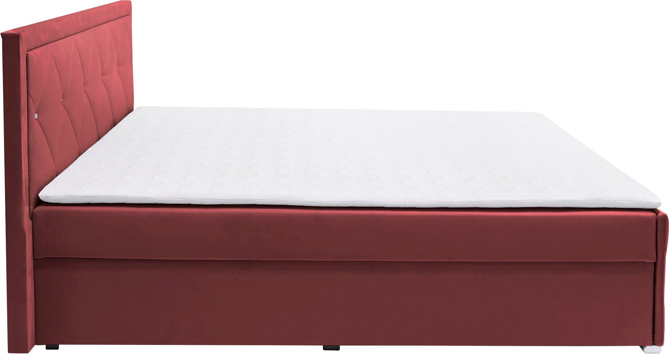 Leonique Boxspring Alfie, bestseller! Inclusief bedlade & topper Optioneel met knoopstiksels of strassstenen, H2, H3 en H4 verkrijgbaar