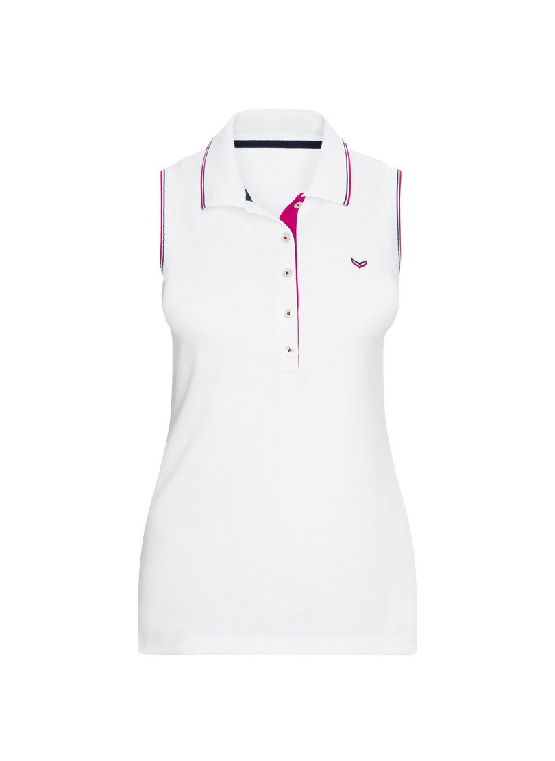 Trigema Shirttop TRIGEMA mouwloze poloshirt met contrasterende accenten (1-delig)