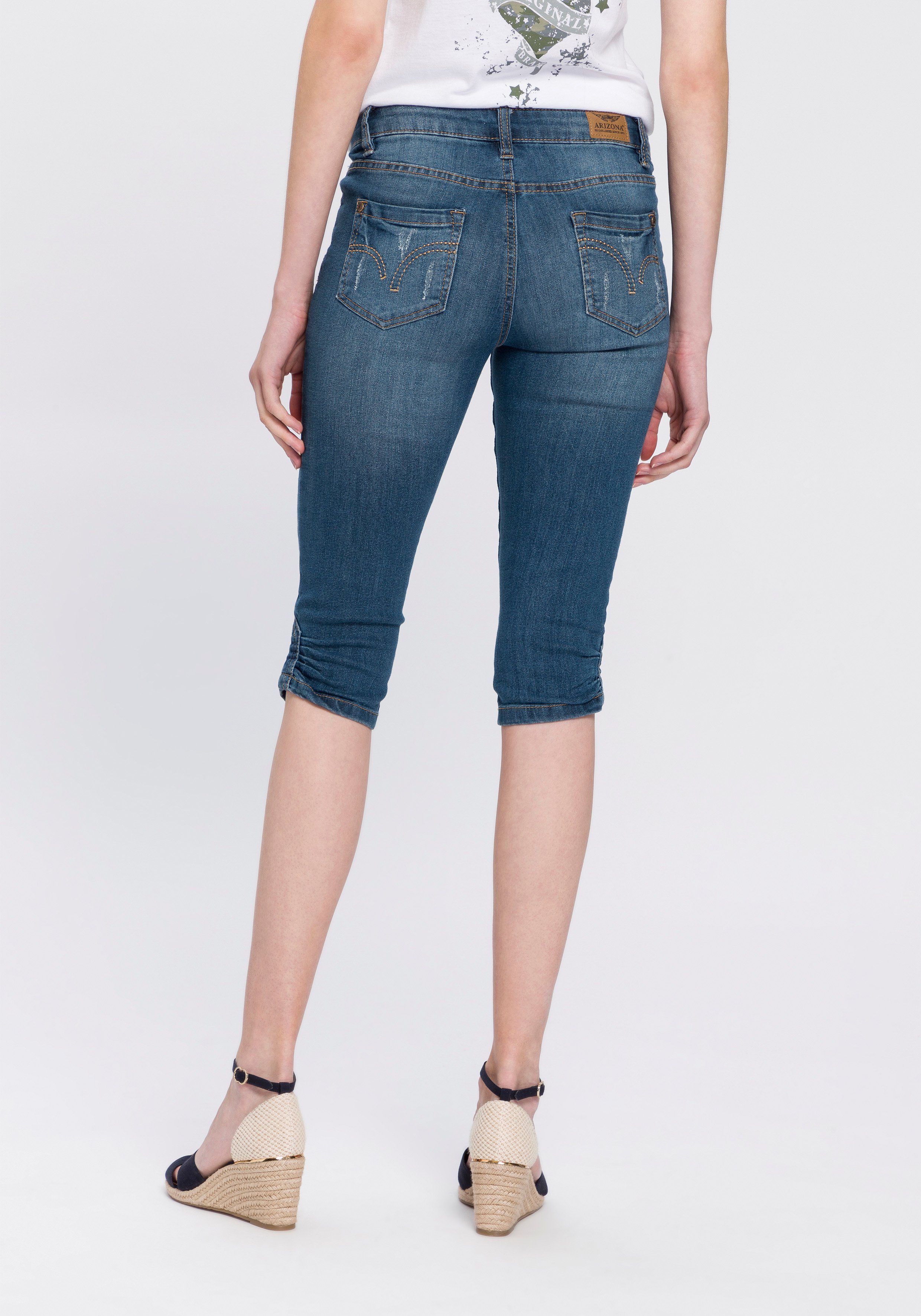 Arizona Capri jeans smalle pasvorm, met destroyed-effecten, lage taille
