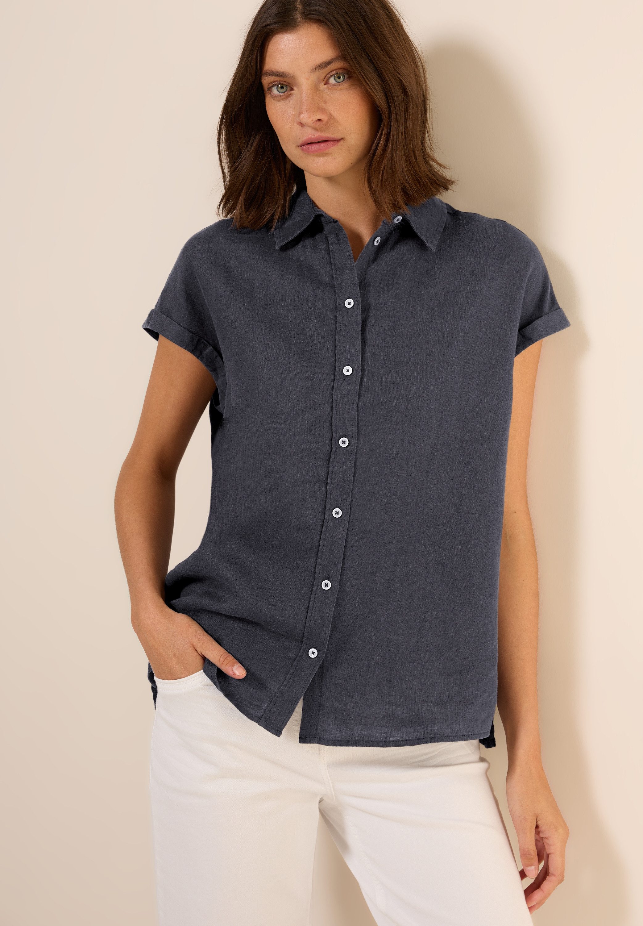 Cecil Blouse met korte mouwen dames blouses maat M (40) grijs