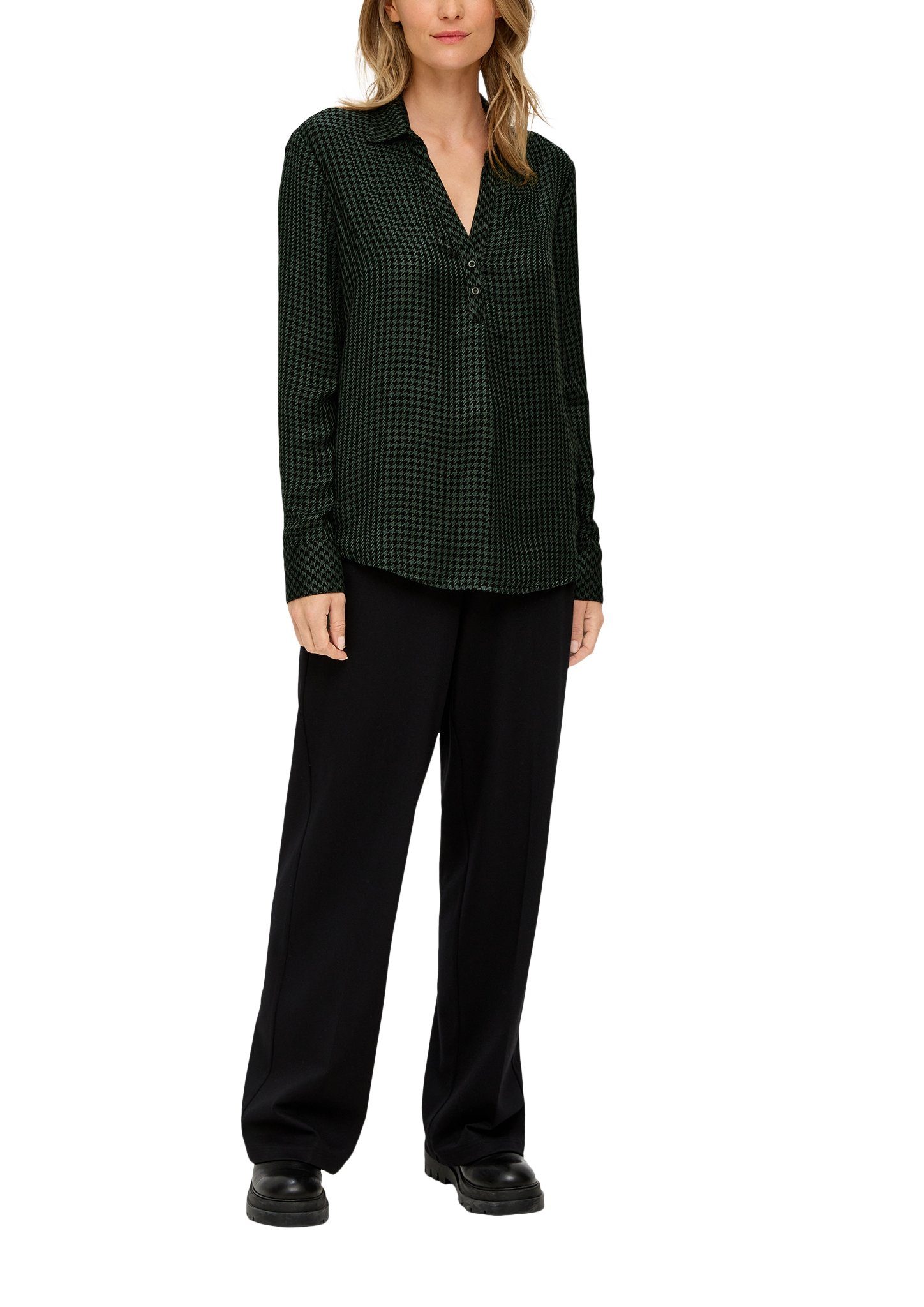 s.Oliver Blouse met lange mouwen met allround mini-ruitpatroon