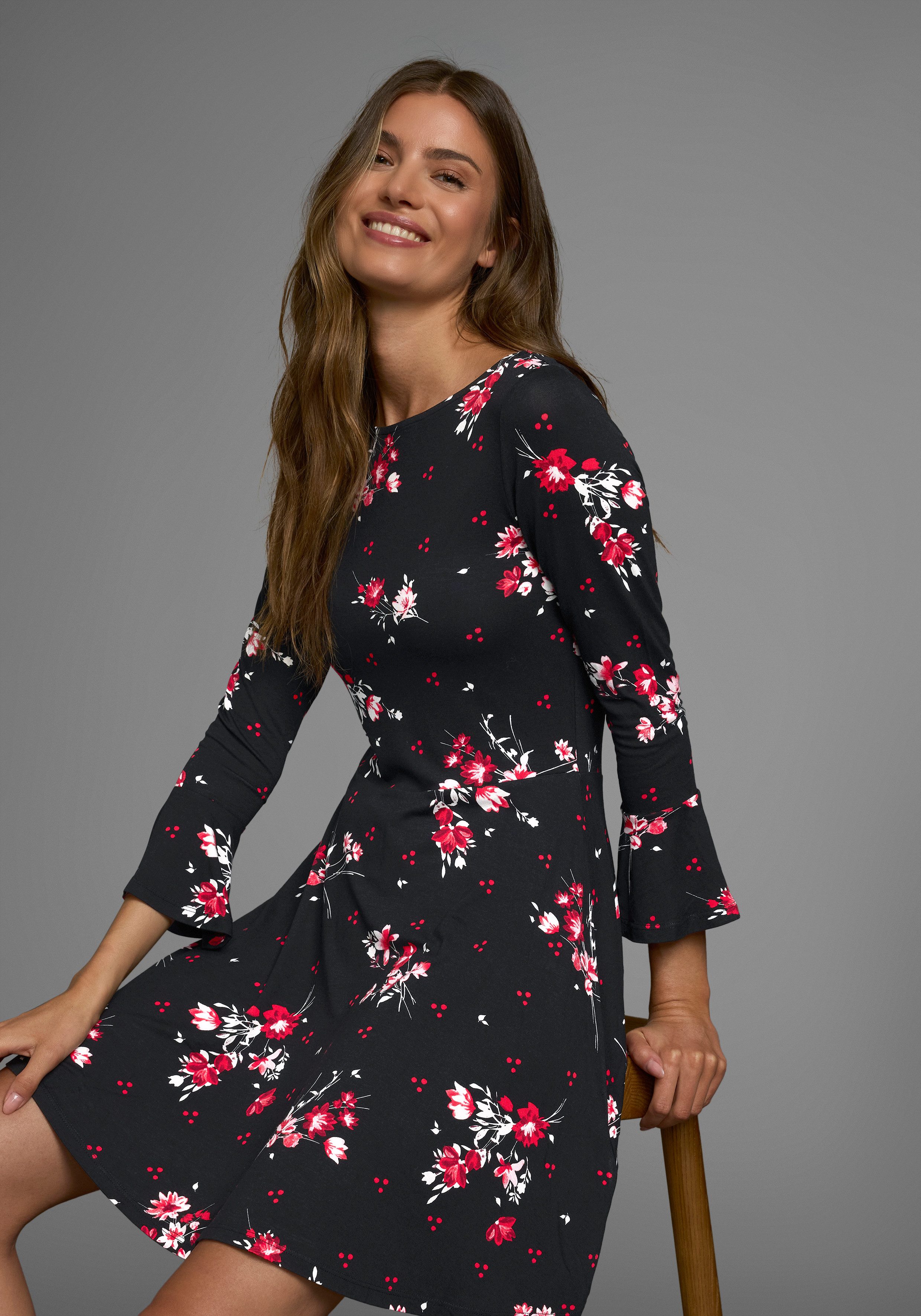 Laura Scott Jerseyjurk feestelijke gelegenheden, lang jurkje, elegant, van viscosemix dames jerseyjurken maat 48 zwart