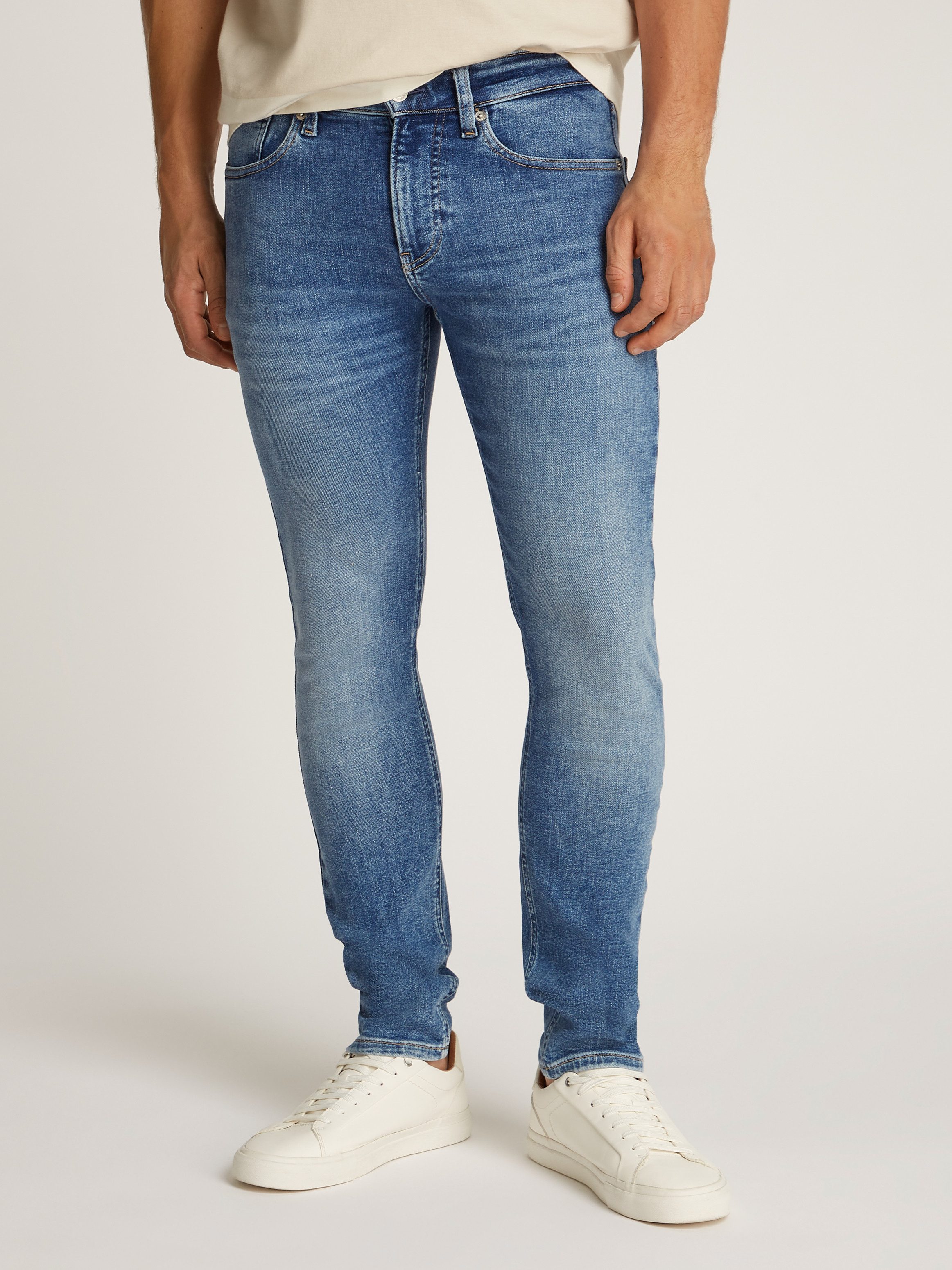 Calvin Klein Skinny fit jeans Skinny Muntzakje, logo borduursel