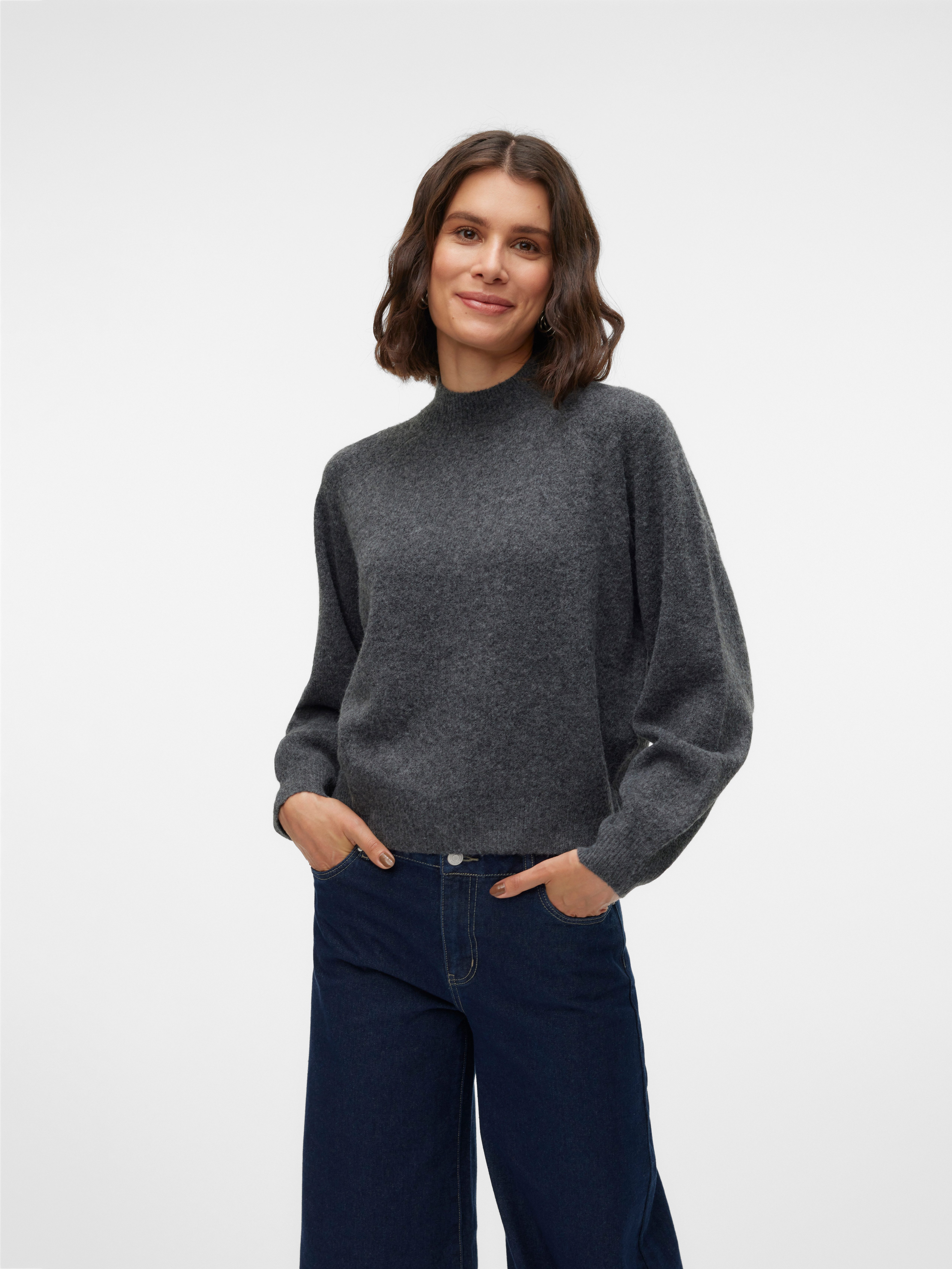 Vero Moda Gebreide trui VMLEAF LS HIGH NECK PULLOVER ENT