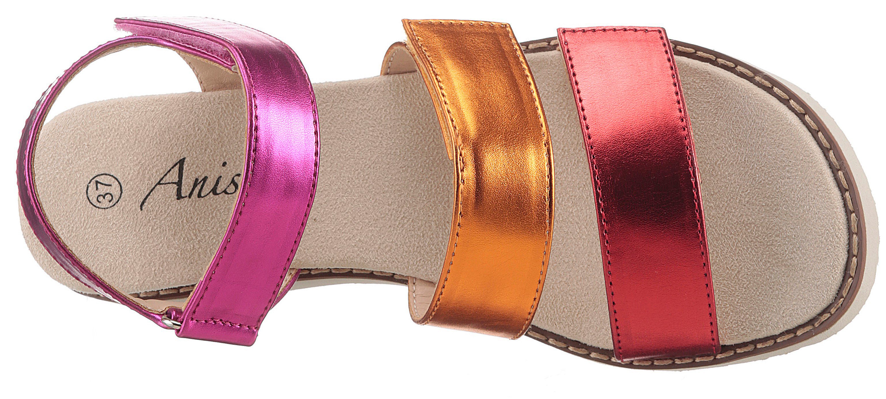 Aniston SHOES Sleehaksandaaltjes , sandaal, zomerschoen, klittenbandschoen, metallic-look - nieuwe collectie