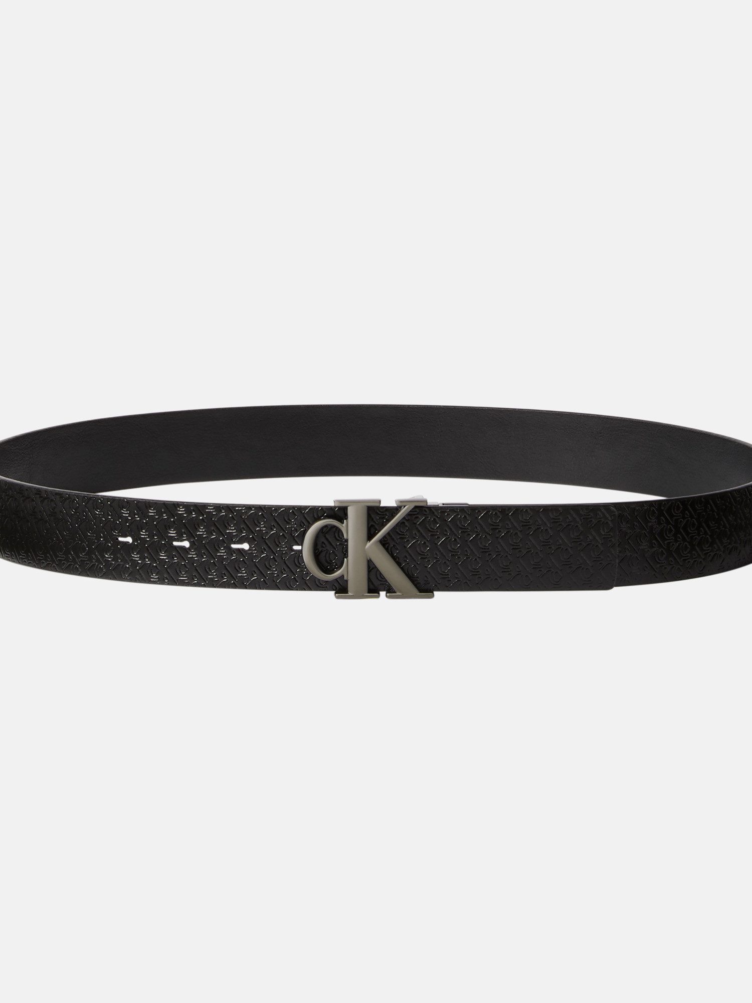 Calvin Klein Leren riem MNGRM PLQ BCKL 35MM