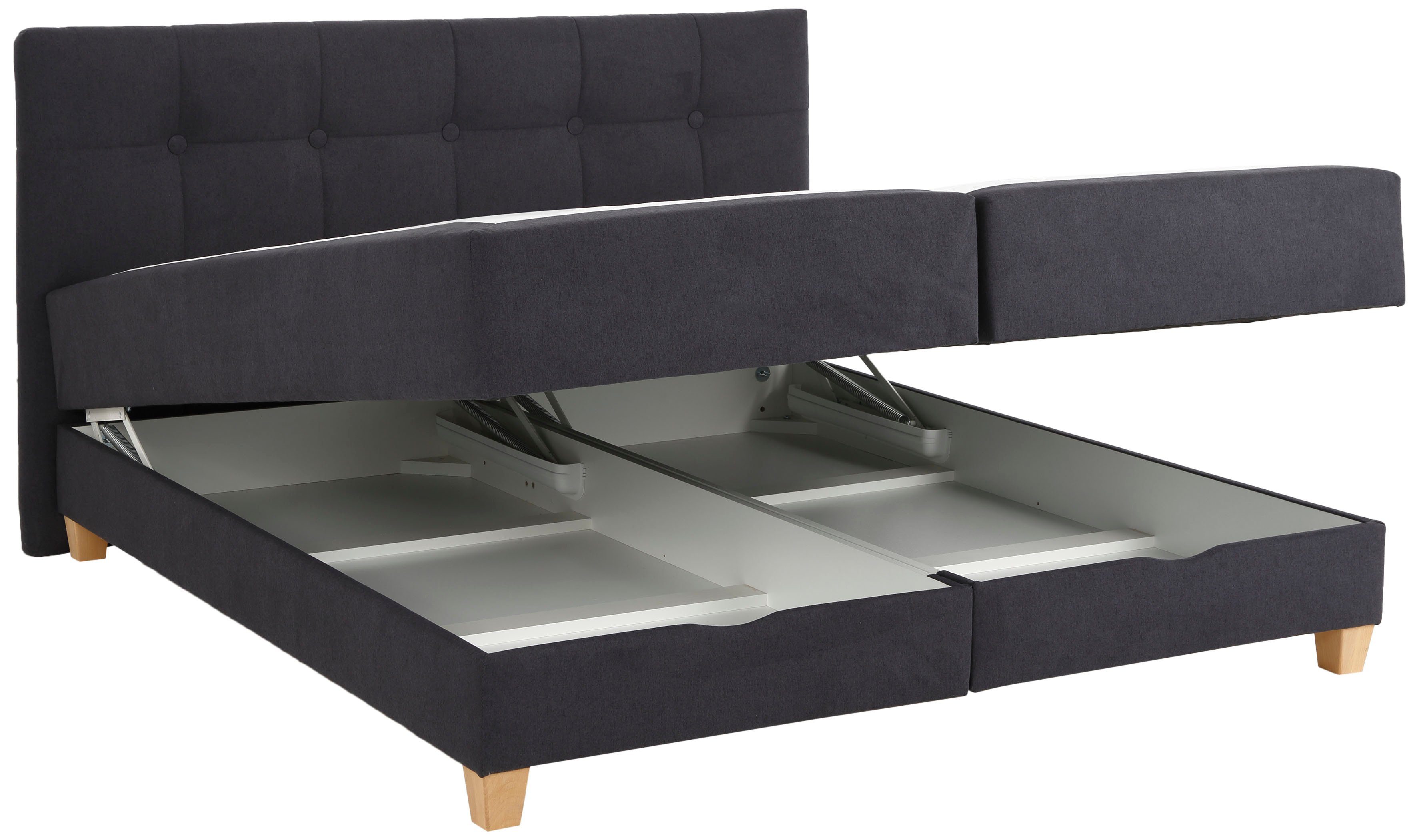 Home affaire Boxspring Lonrai in h2, h3 & h4 en xxl - verlengde 220 cm kiesbaar, incl. topper