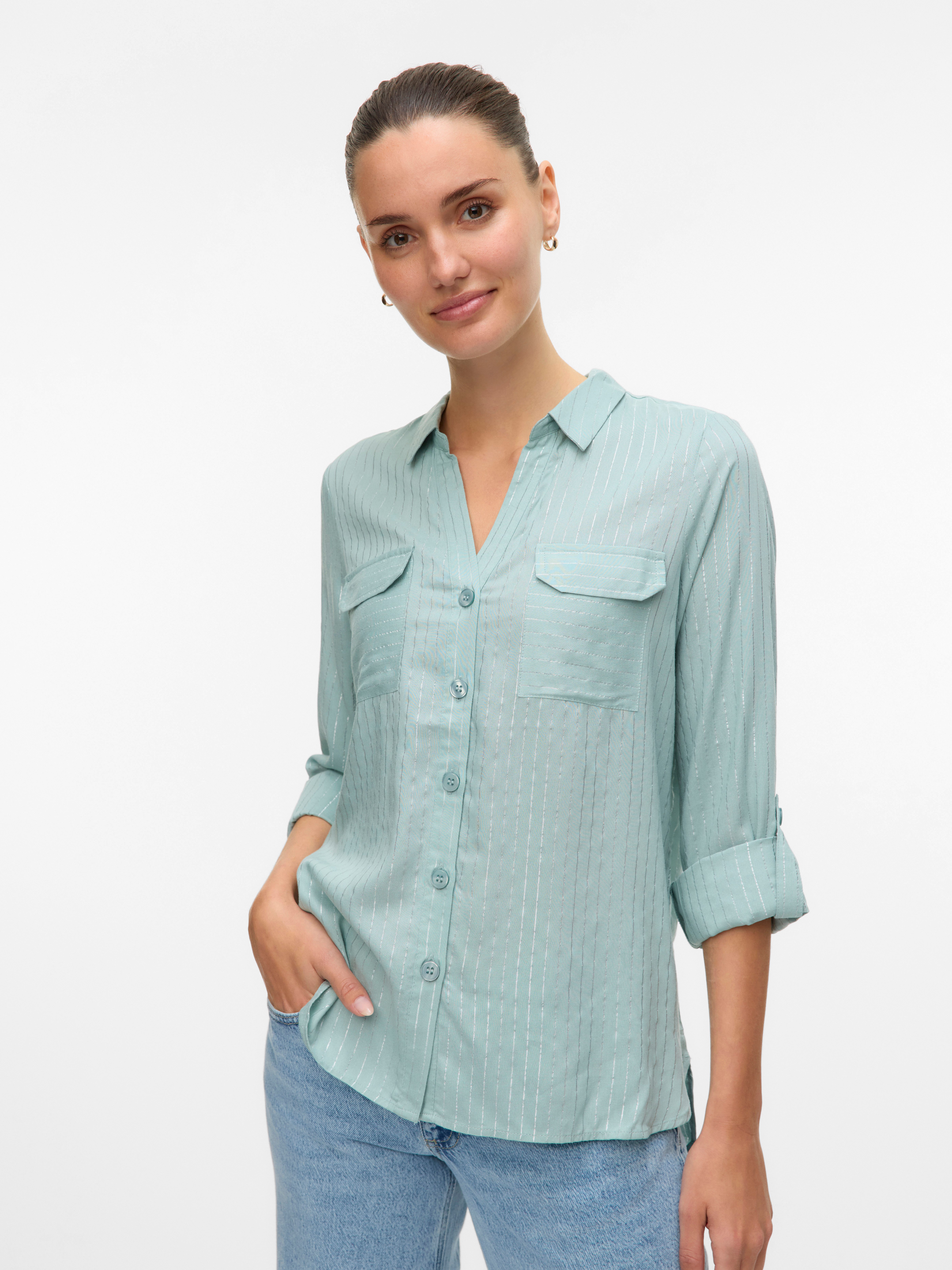 Vero Moda Overhemdblouse VMBUMPY LS GLITTER SHIRT WVN GA NOOS