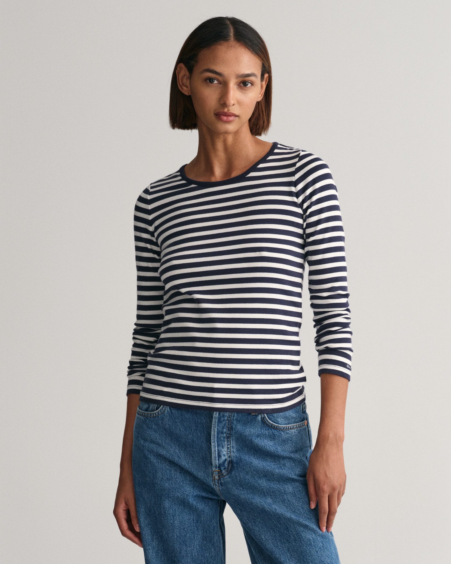 Gant Shirt met lange mouwen SLIM STRIPED 1X1 RIBBED LS T-SHIRT