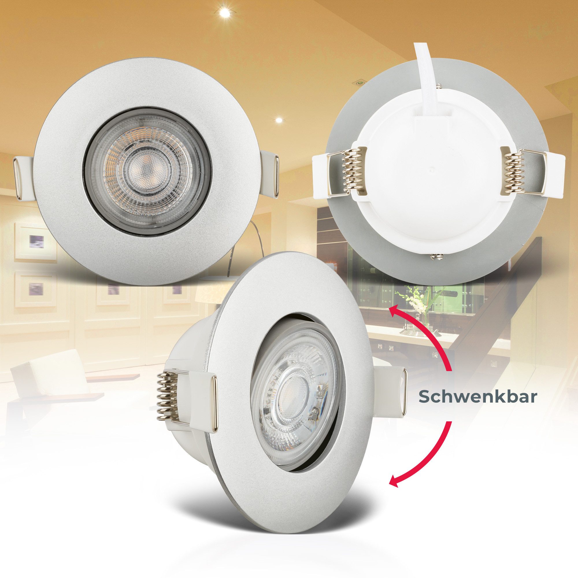 B.K.Licht Ledinbouwlamp 5-pack badkamer inbouwspots, IP65, dimbare plafondspots (5 stuks)