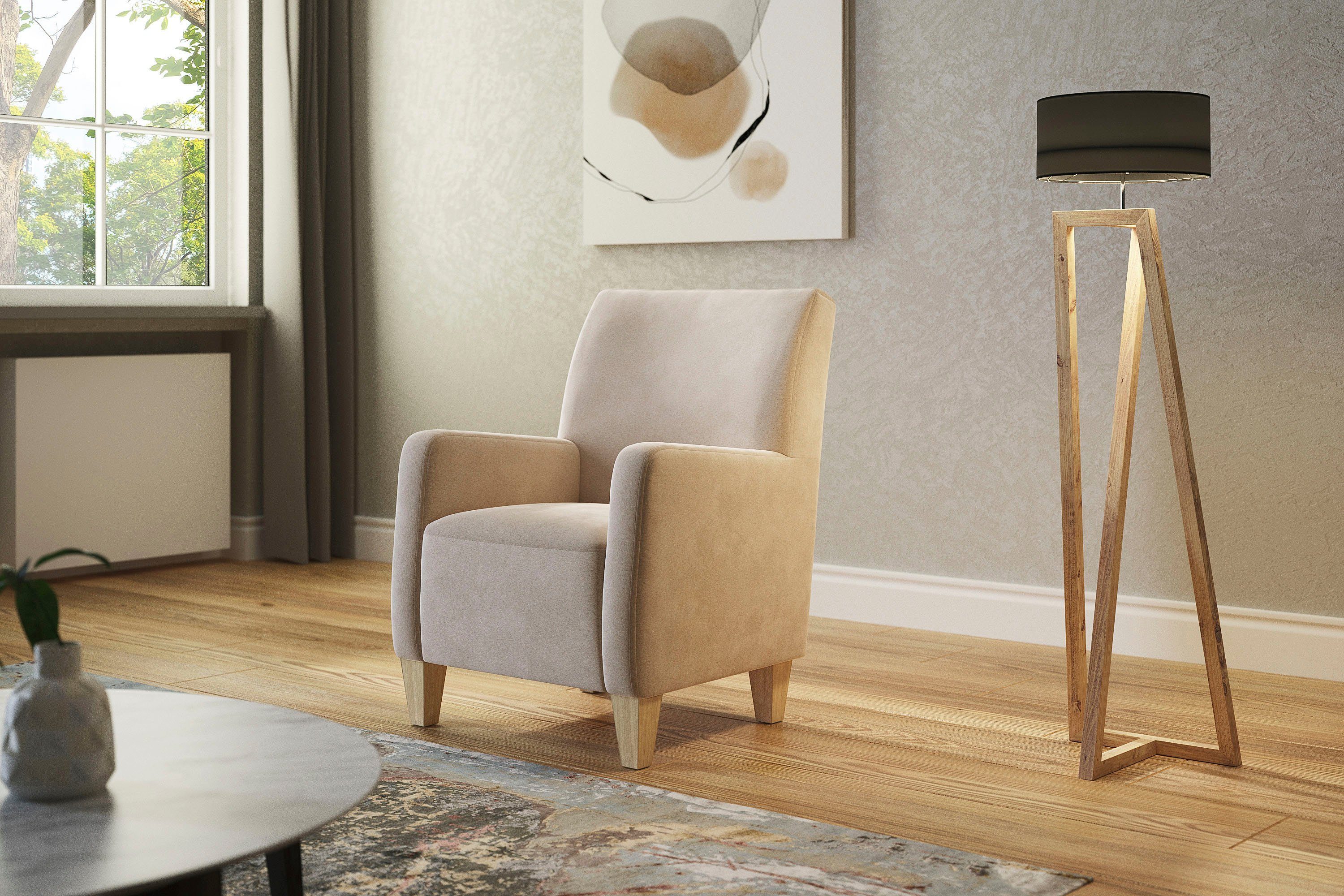 Home affaire Fauteuil Viva met binnenvering, met beukenhouten poten fauteuils maat Luxe-microvezel ALTARA NUBUCK bruin