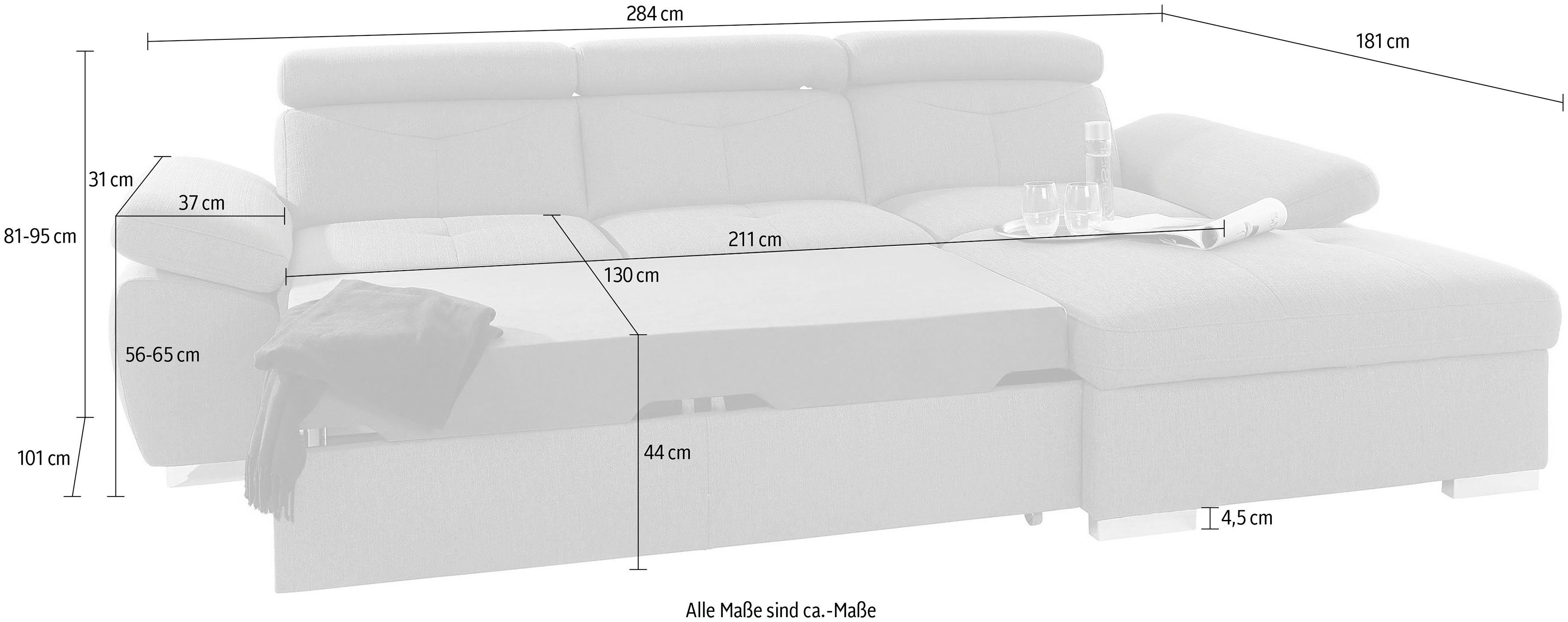 exxpo - sofa fashion Hoekbank Spring, super comfortabel, met armleuning- en hoofdeindefunctie, OTTOs Choice