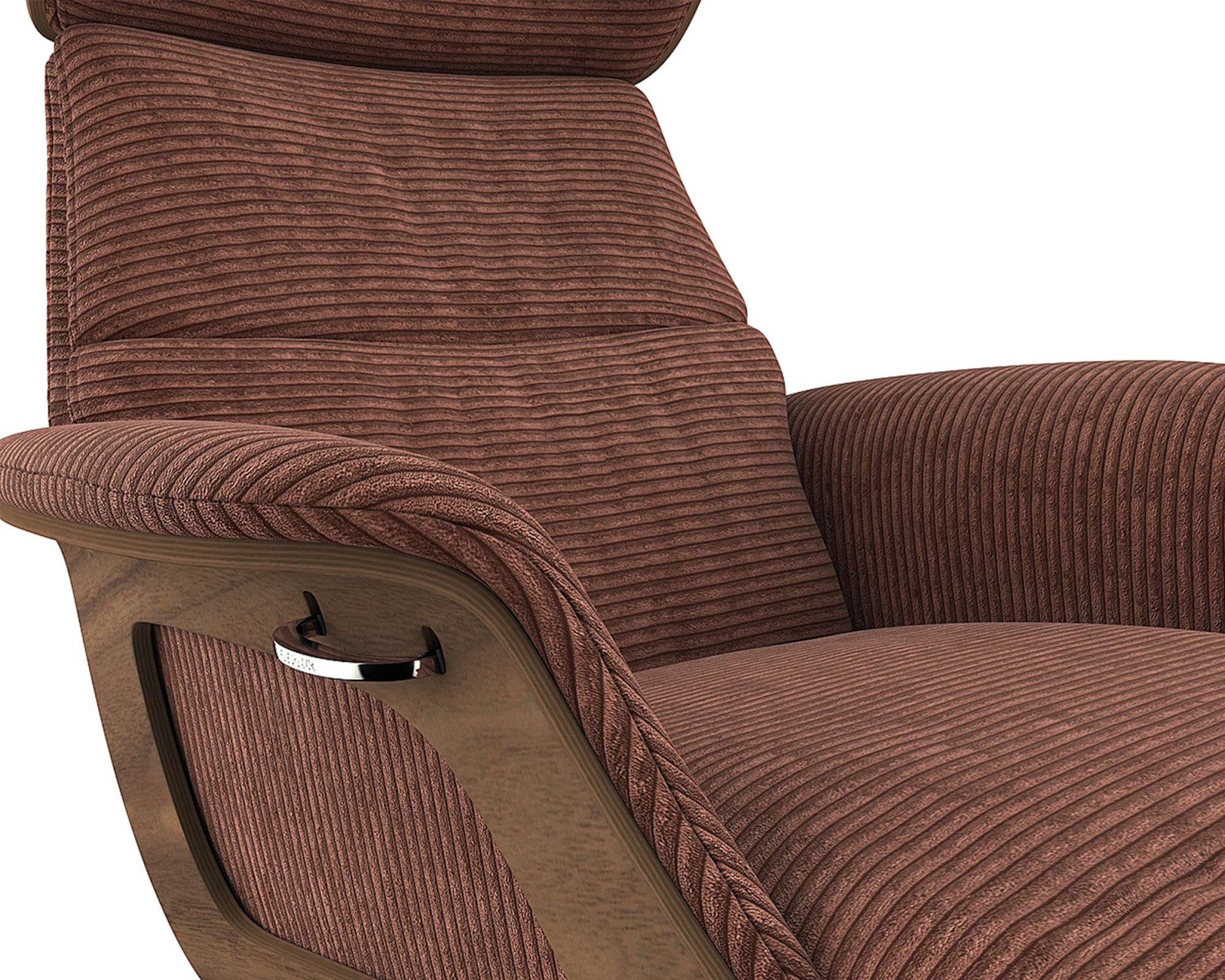FLEXLUX Loungestoel Clement chaise longue, relaxstoel, ligstoel Rug- en hoofdsteunverstelling, armleuning, walnoot, voet van aluminium