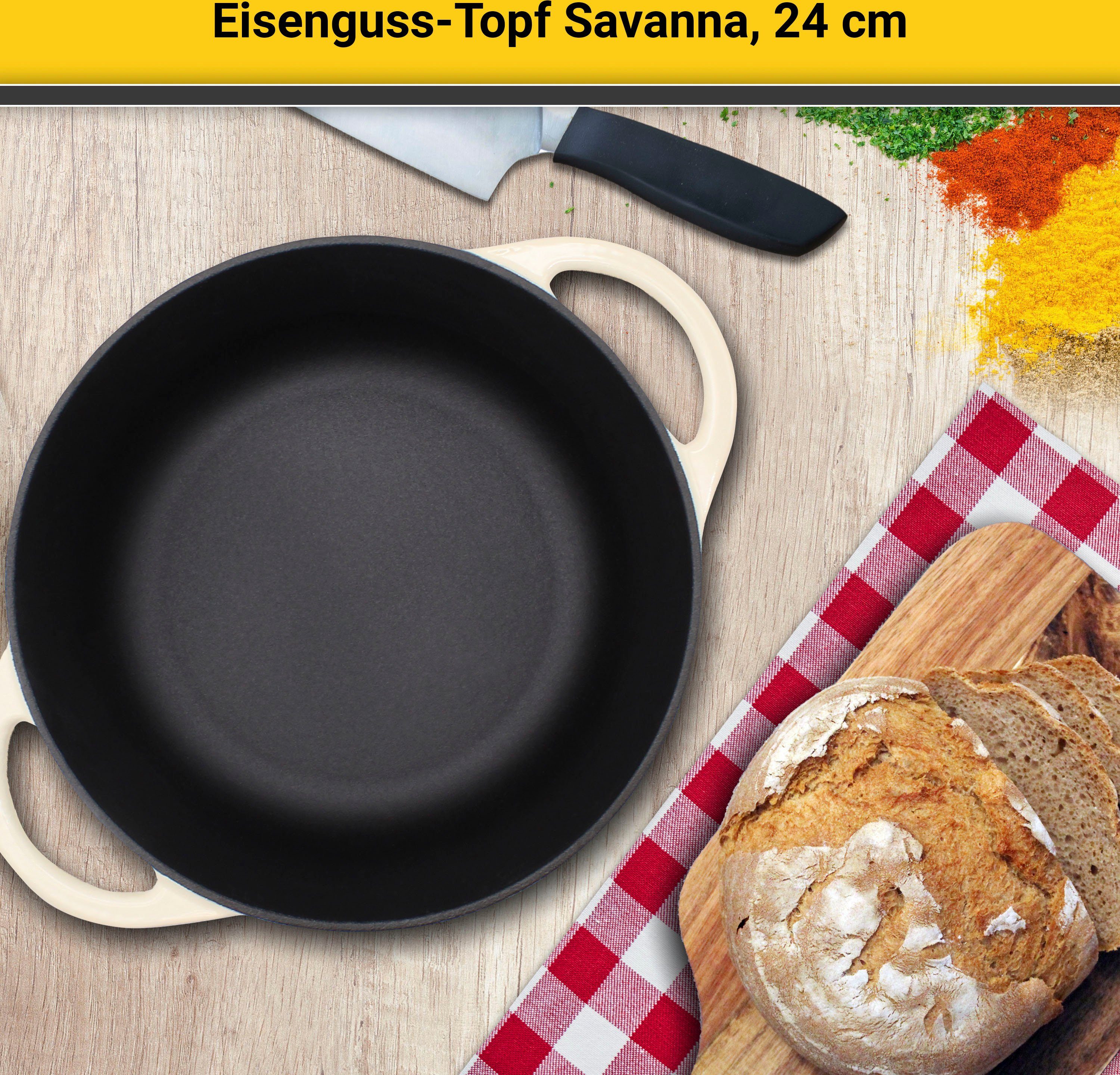 Krüger Braadpan Gietijzeren braadpan met deksel SAVANNA, 24 cm