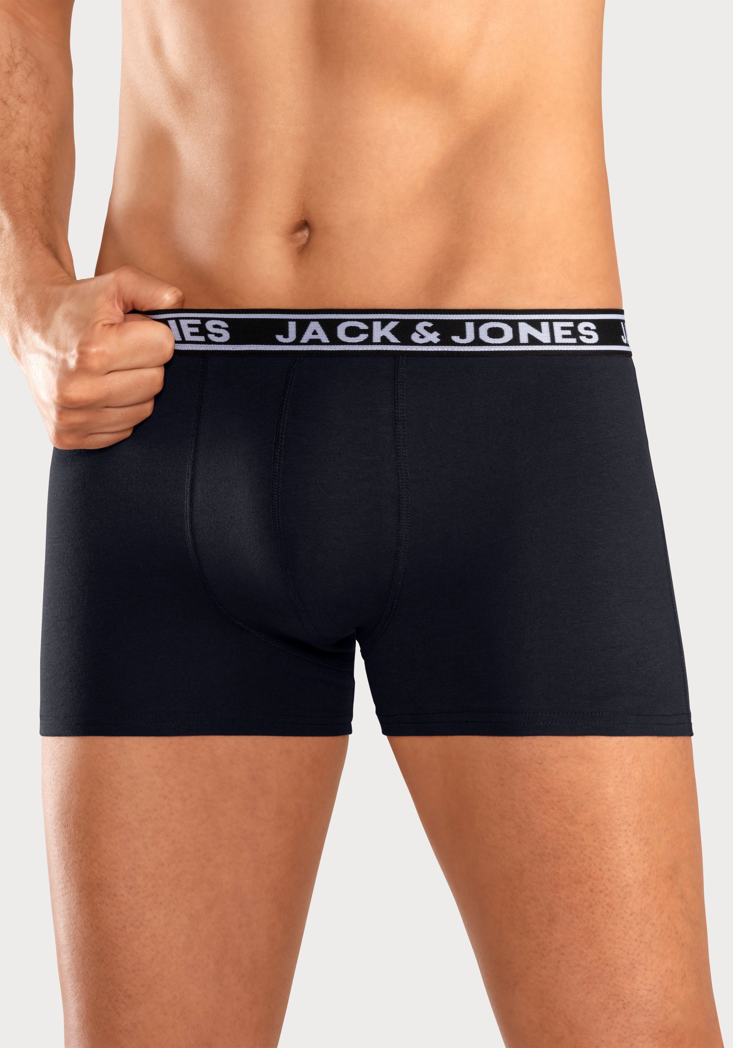 Jack & Jones Trunk JACCRISP in 6-pack met logoband en stretchcomfort effen met kleuraccent, modieus, nauwsluitend, katoenmix (set, 6 stuks)