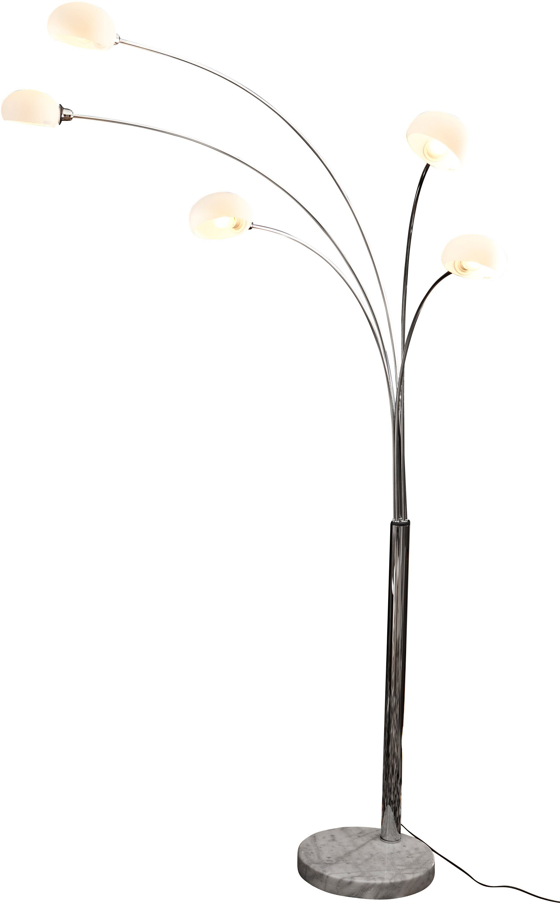 SalesFever Staande lamp Noa 5 beweegbare armen met glazen kap, dimschakelaar, echt marmeren voet (1 stuk)