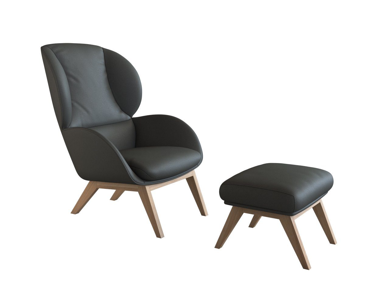 FLEXLUX Oorfauteuil Adria Stijl & comfort, organische vorm, eikenhouten voet