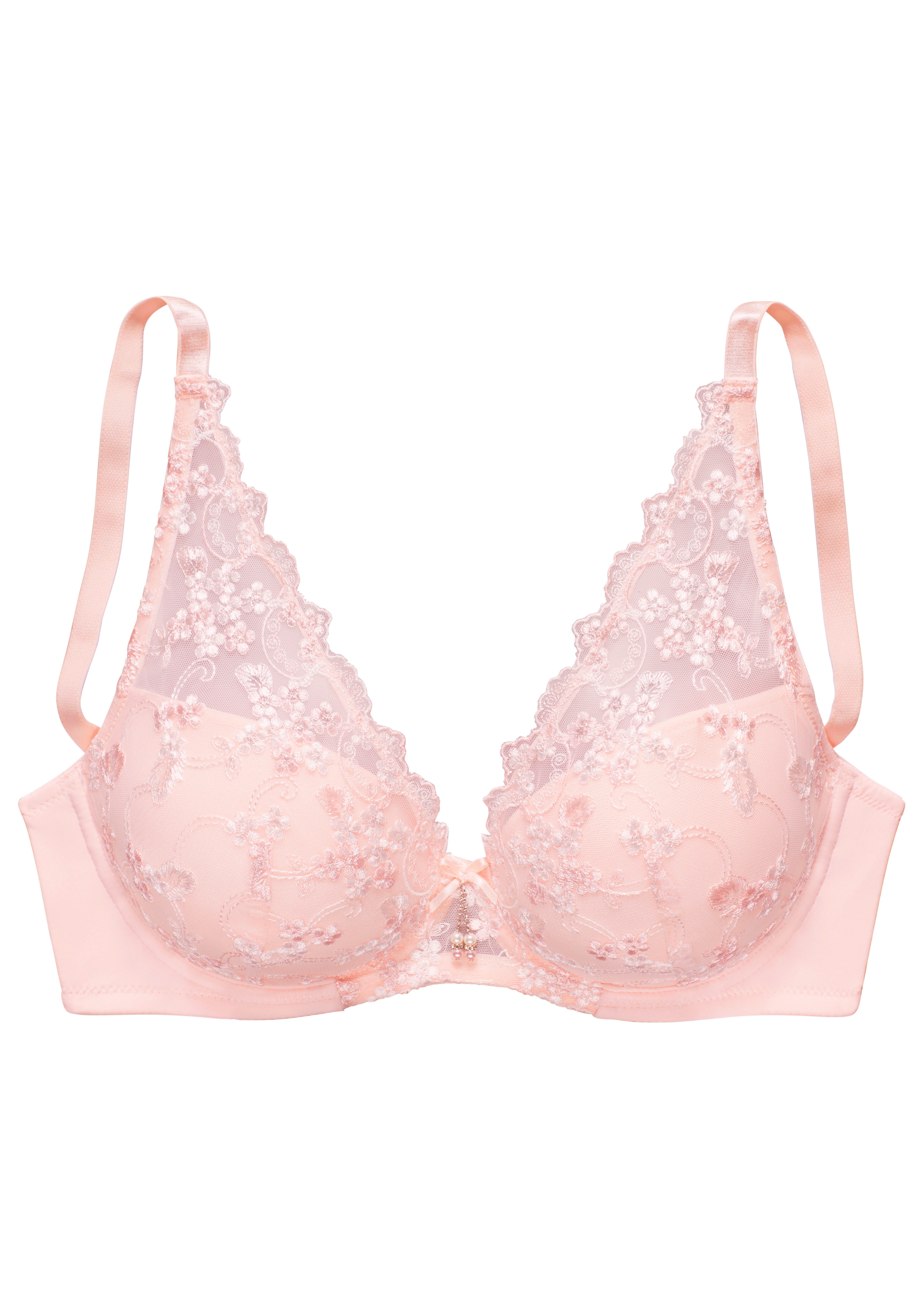 Lascana Bh met steuncups met beugel in high-apex snit van geborduurd kant, sexy lingerie