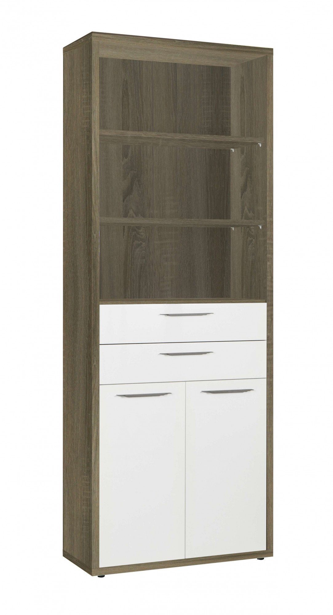 Composad Archiefkast DISEGNO, boekenkast, 2 deuren, 2 laden, 3 open vakken, verstelbare planken, hoogte 217 cm, 100% gerecycled hout, made in italy