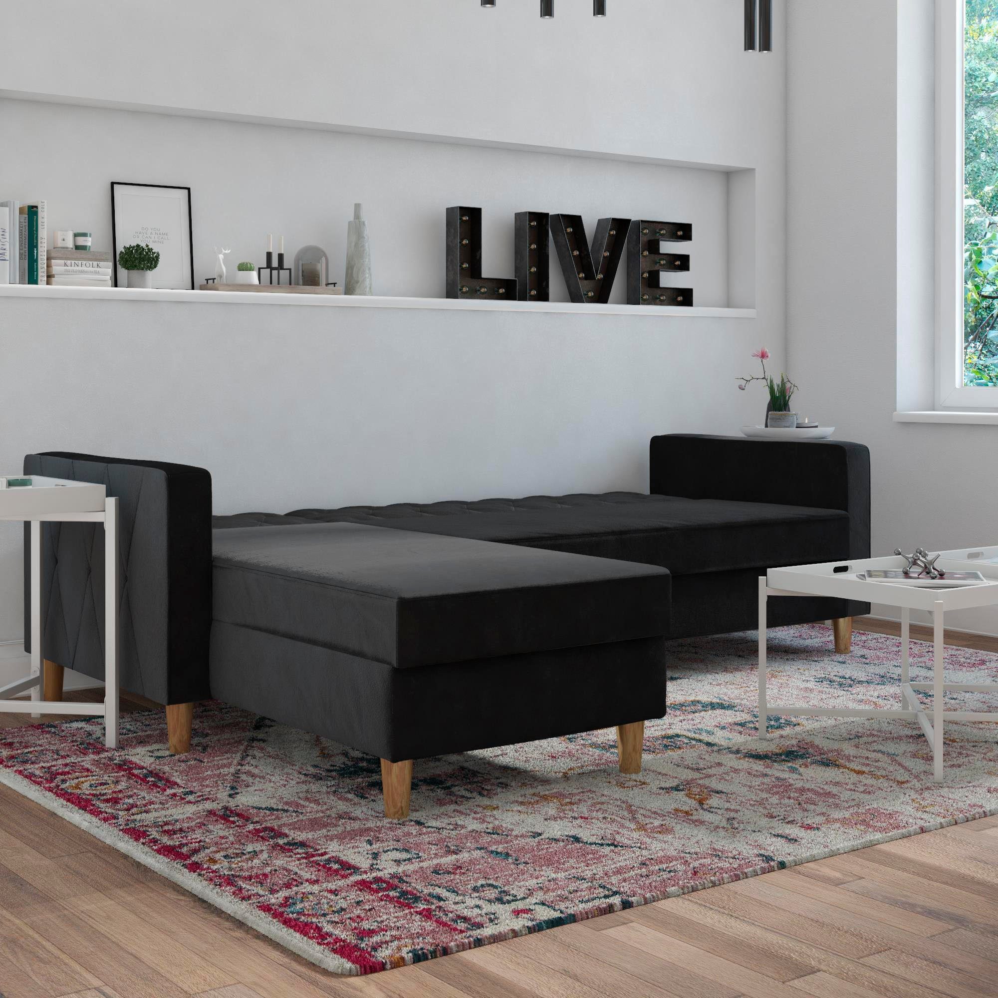 CosmoLiving by Cosmopolitan Hoekbank Liberty, L-vorm met slaapfunctie, récamier aan beide kanten te monteren, zithoogte 43 cm