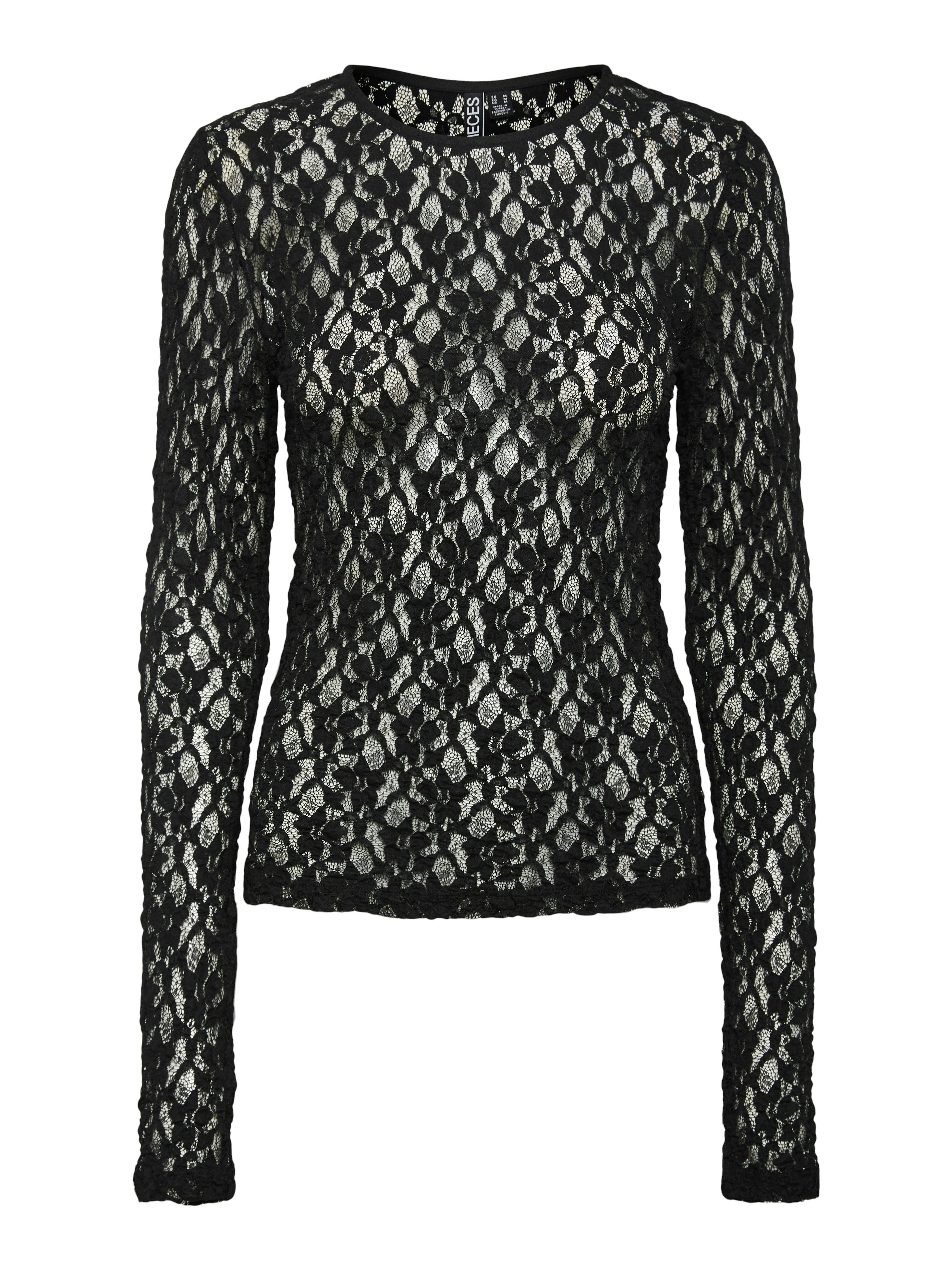 pieces Shirt met lange mouwen PCHAZEL LS LACE TOP NOOS