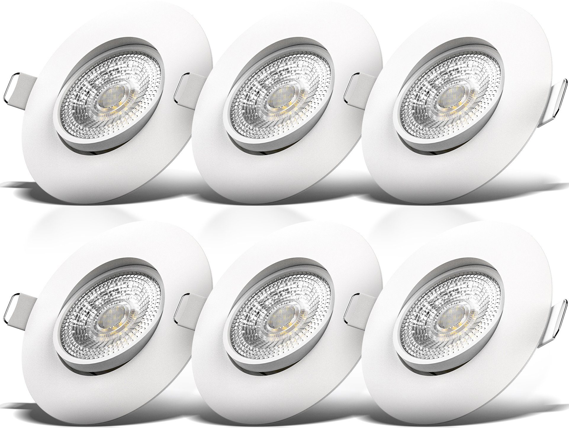 B.K.Licht Ledinbouwlamp BK_EL1249 Set Van 6 LED Inbouwspots, Warm Wit ...