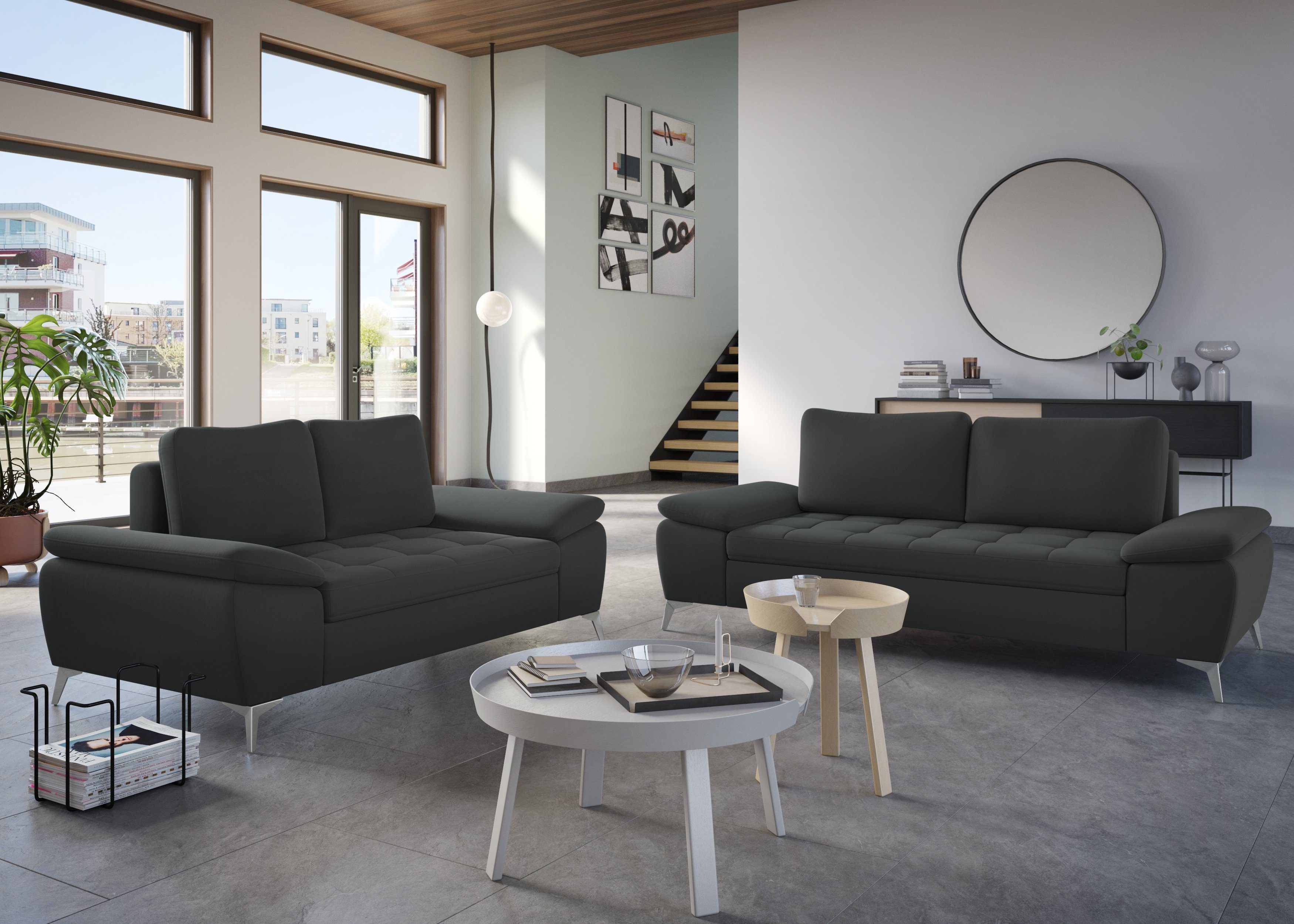 sit&more 2,5-zitsbank Latigo met hoogwaardige metalen voetjes