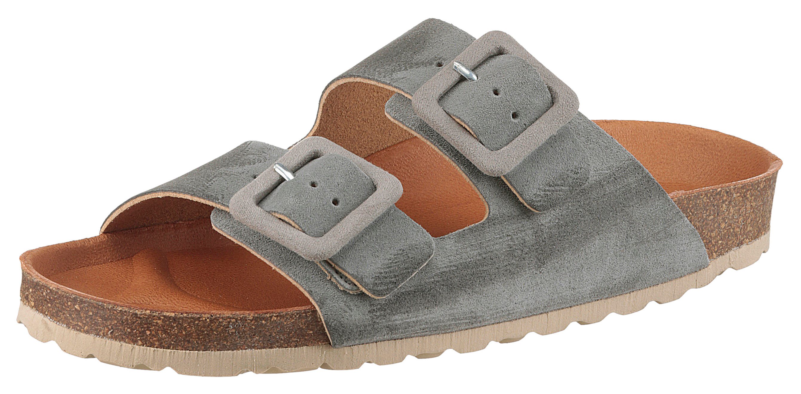 VERBENAS Slippers Randell Velour , zomerschoen, slippers, huisschoen, vakantieschoen met zacht voetbed dames sandaaltjes maat 37 grijs