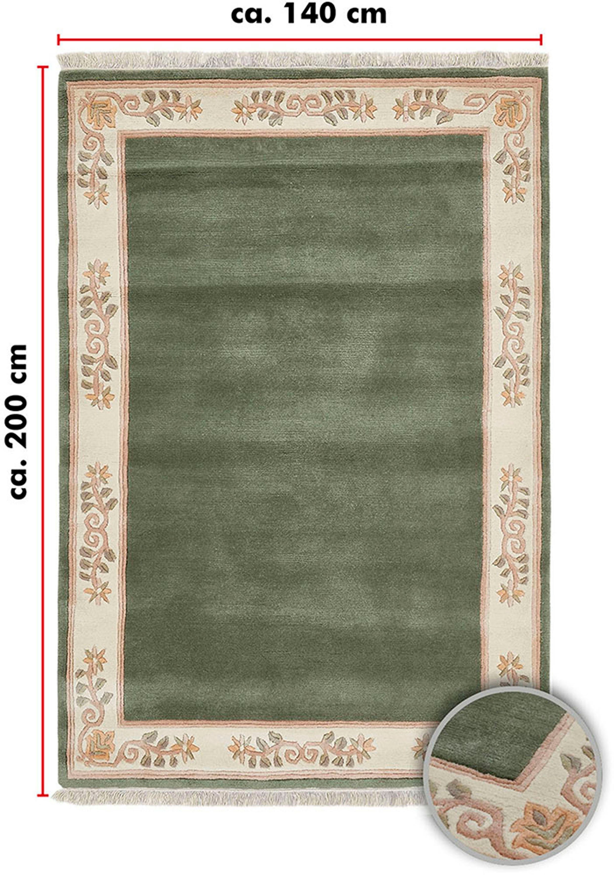 LUXOR living Wollen kleed ADOUR zuivere wol, met de hand geknoopt, met randdessin en franje, woonkamer