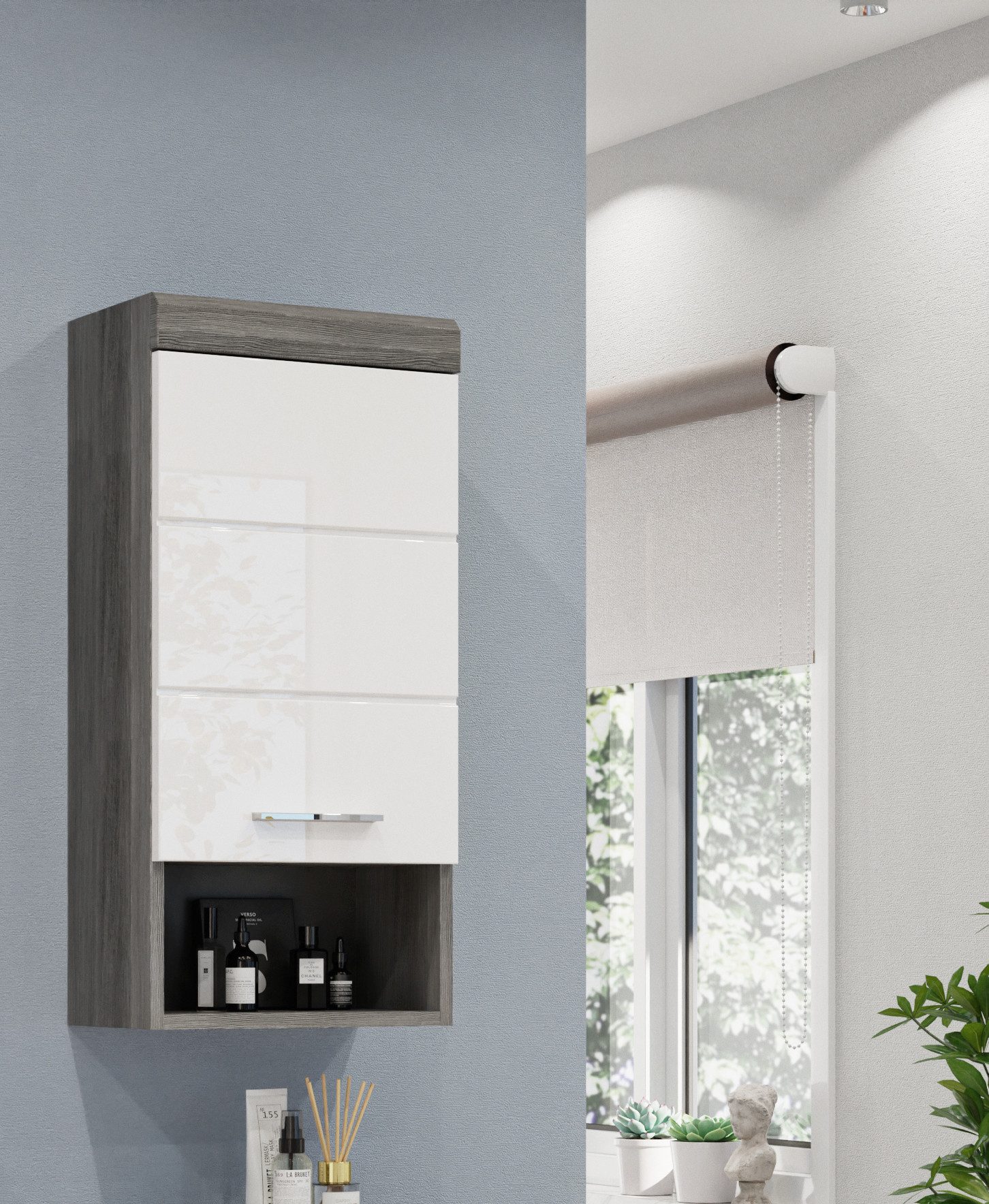 INOSIGN Hangkast Siena, breedte 37 cm, 1 deur, 1 open vak, 1 legplank, MDF-front in verschillende kleuren verkrijgbaar, badkamermeubels, badkamerkast, kast, badkamer (1 stuk)
