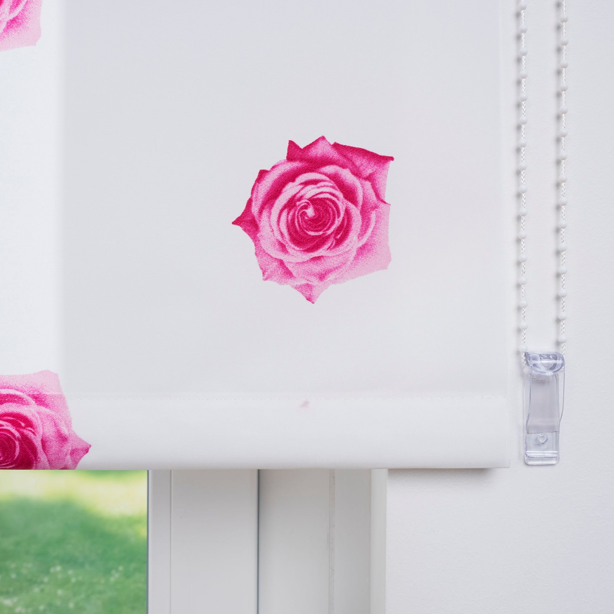 Liedeco Rolgordijn met zijbediening Rosen Rolgordijn met zijbediening, rolgordijn met kettingbediening, decoratief rolgordijn - rozen pink (1 stuk)