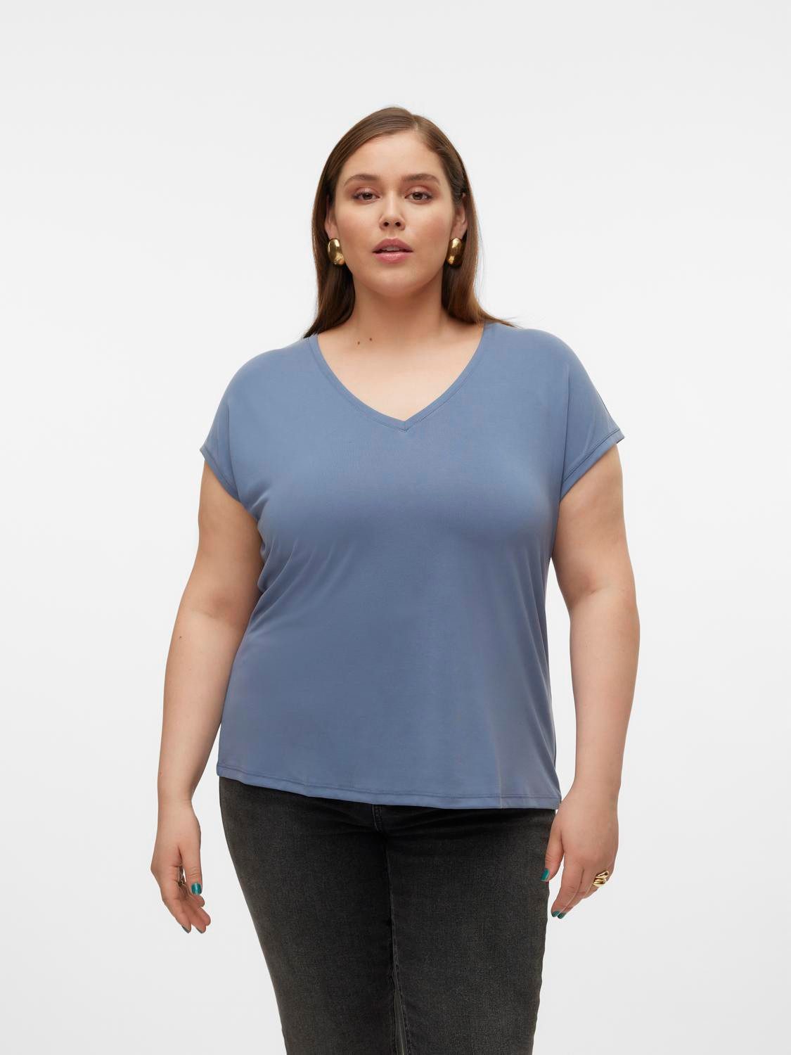 Vero Moda Curve Shirt met V-hals VMFILLI SS V-NECK TEE GA CURVE