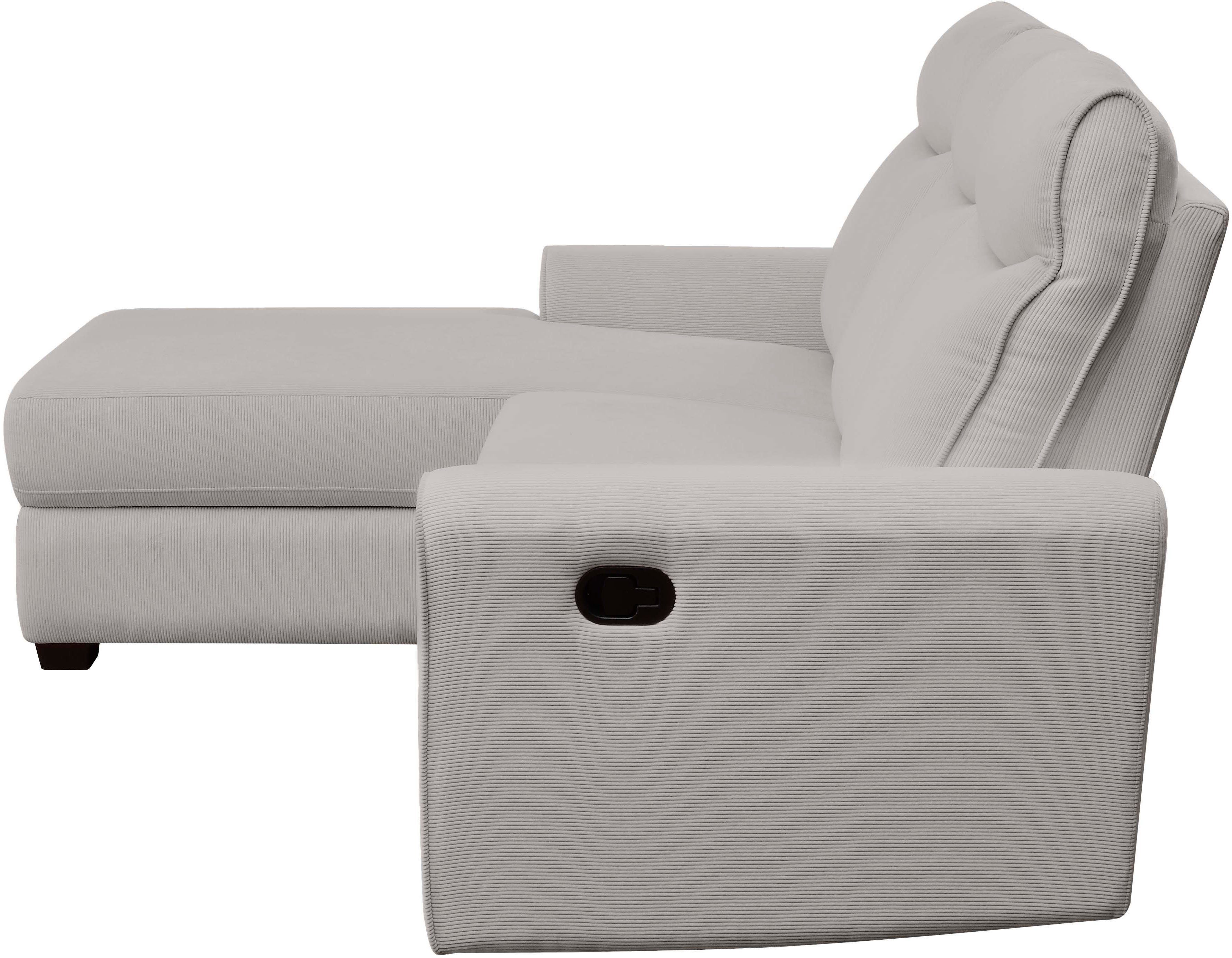 ATLANTIC home collection Hoekbank Gero L-vorm met relaxfunctie en bergruimte, met cordbekleding