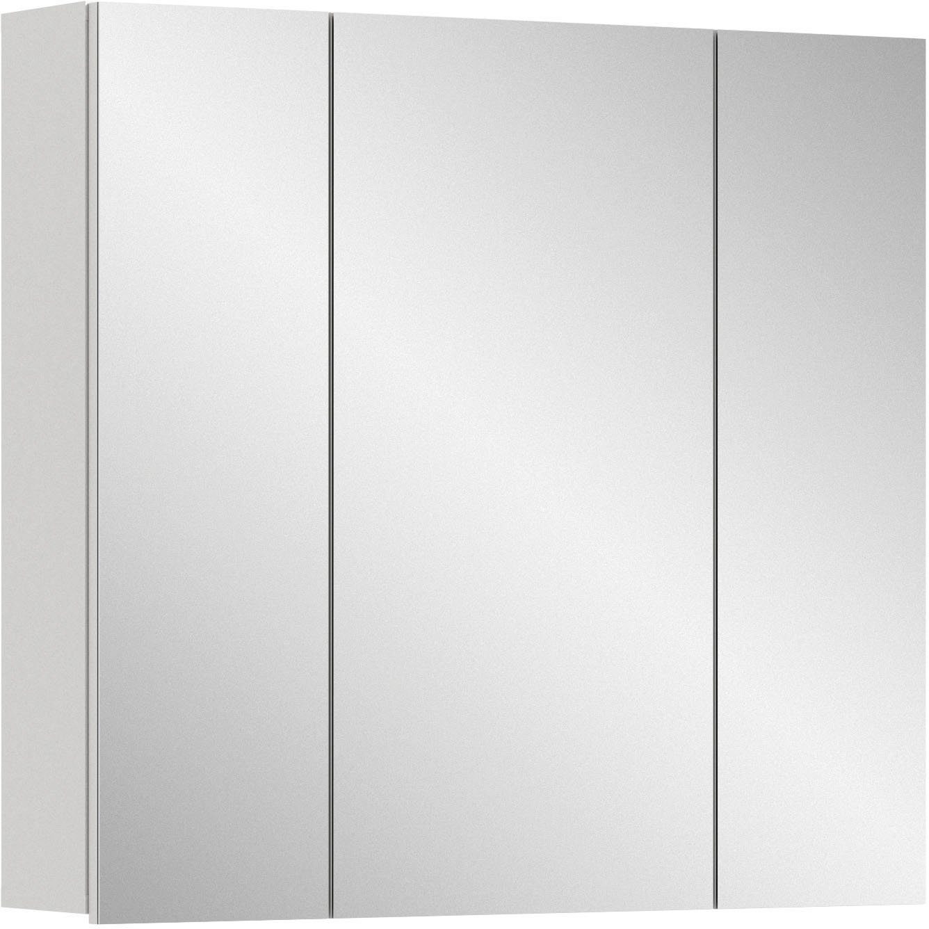 welltime Spiegelkast Biel, breedte 82 cm, 3 deuren, 6 verstelbare planken, 9 vakken (1 stuk)