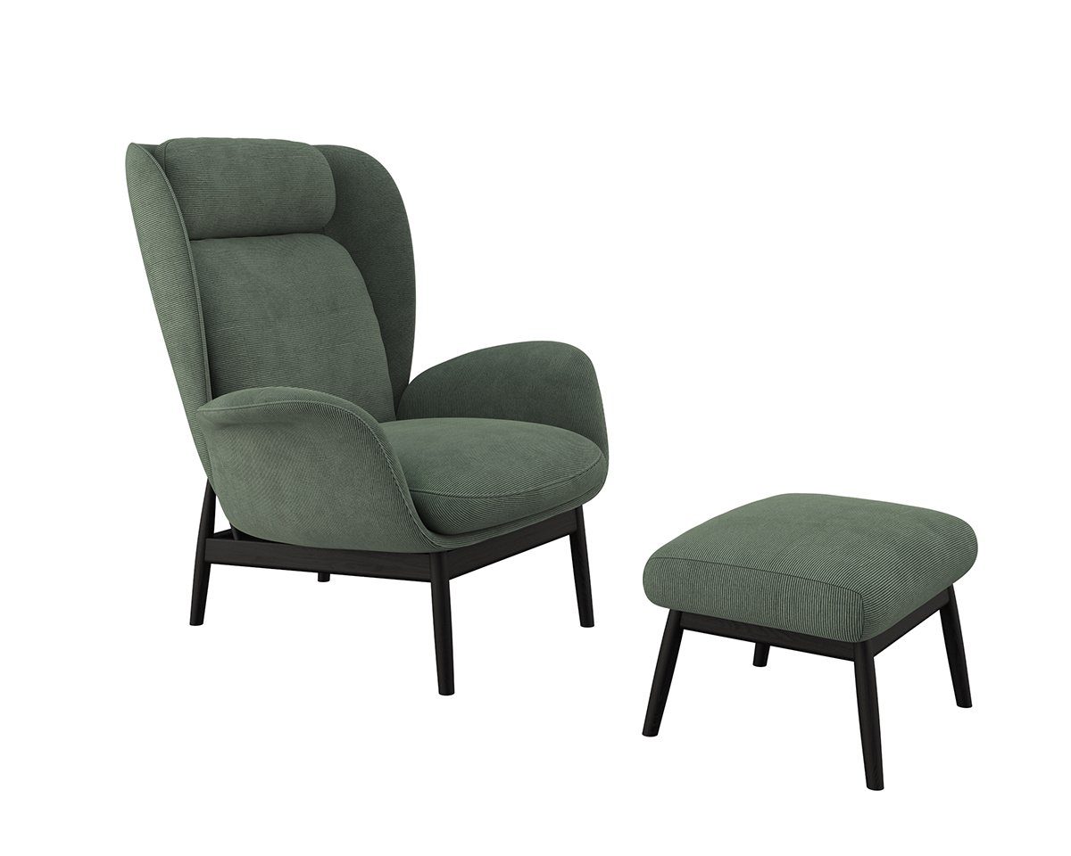 FLEXLUX Oorfauteuil Padova Scandic design fauteuil, eersteklas zit- en feelgoodcomfort Stijl & comfort, organische vorm, geïntegreerde lendensteun, zwarte voet