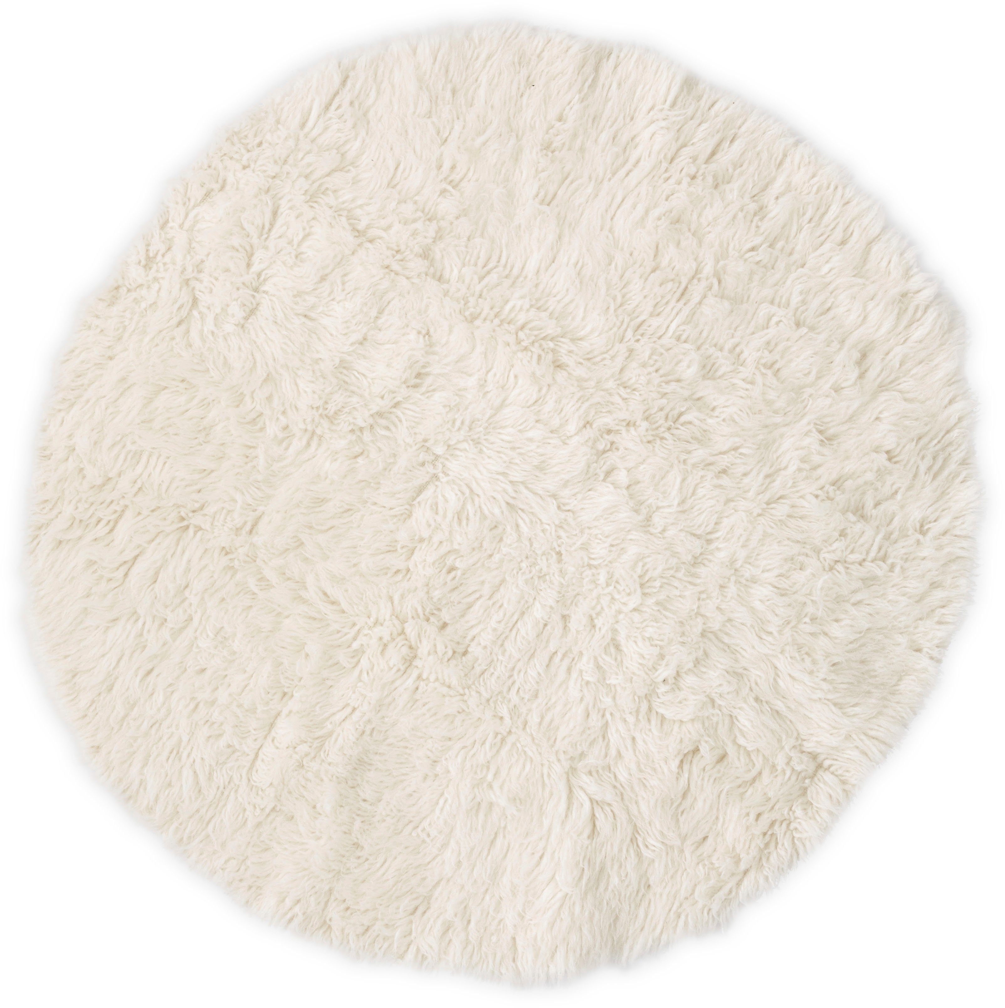 THEKO Wollen kleed FLOKOS 1250 origineel griekse flokati, hoge pool, unikleuren, zuivere wol wollen vloerkleden maat Ø 100 cm x 40 mm beige