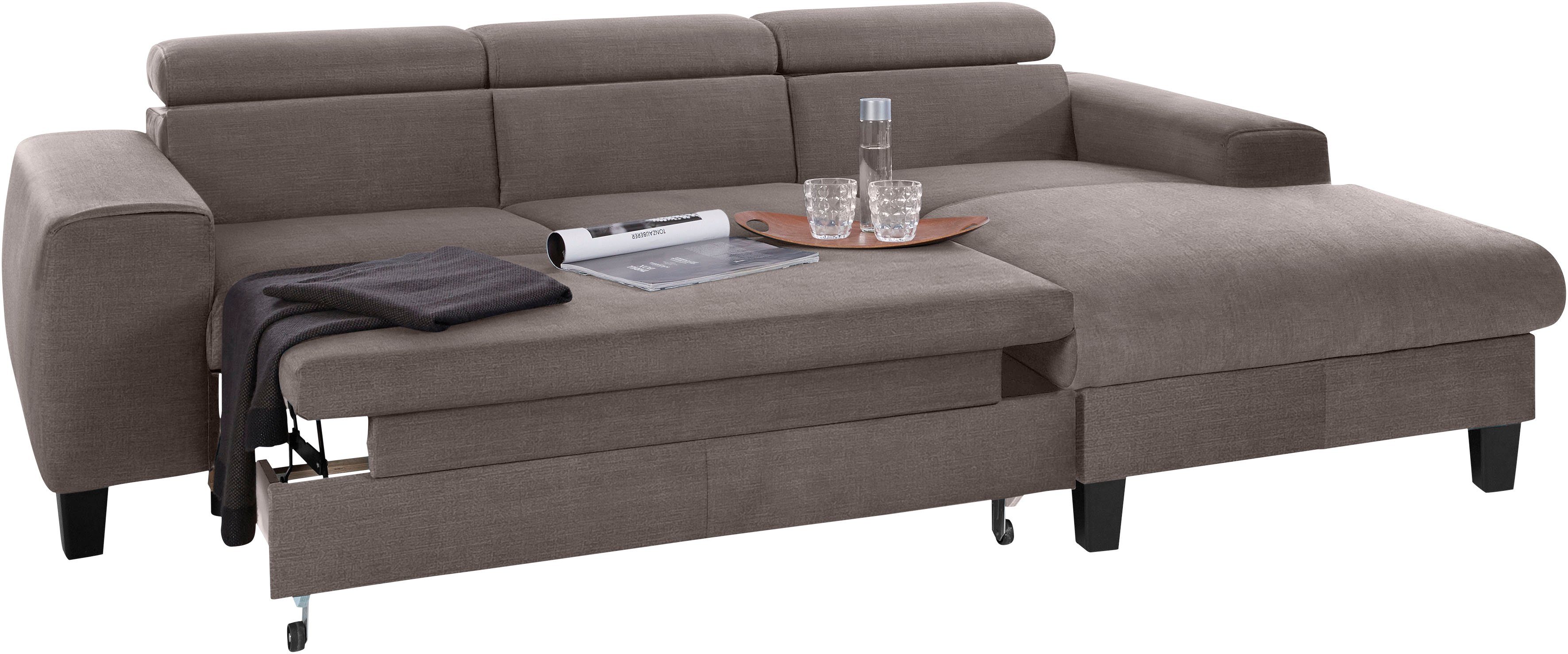 COTTA Hoekbank Morven L-vorm met hoofdeindeverstelling keuze met bedfunctie, bedlade & draadloze oplader