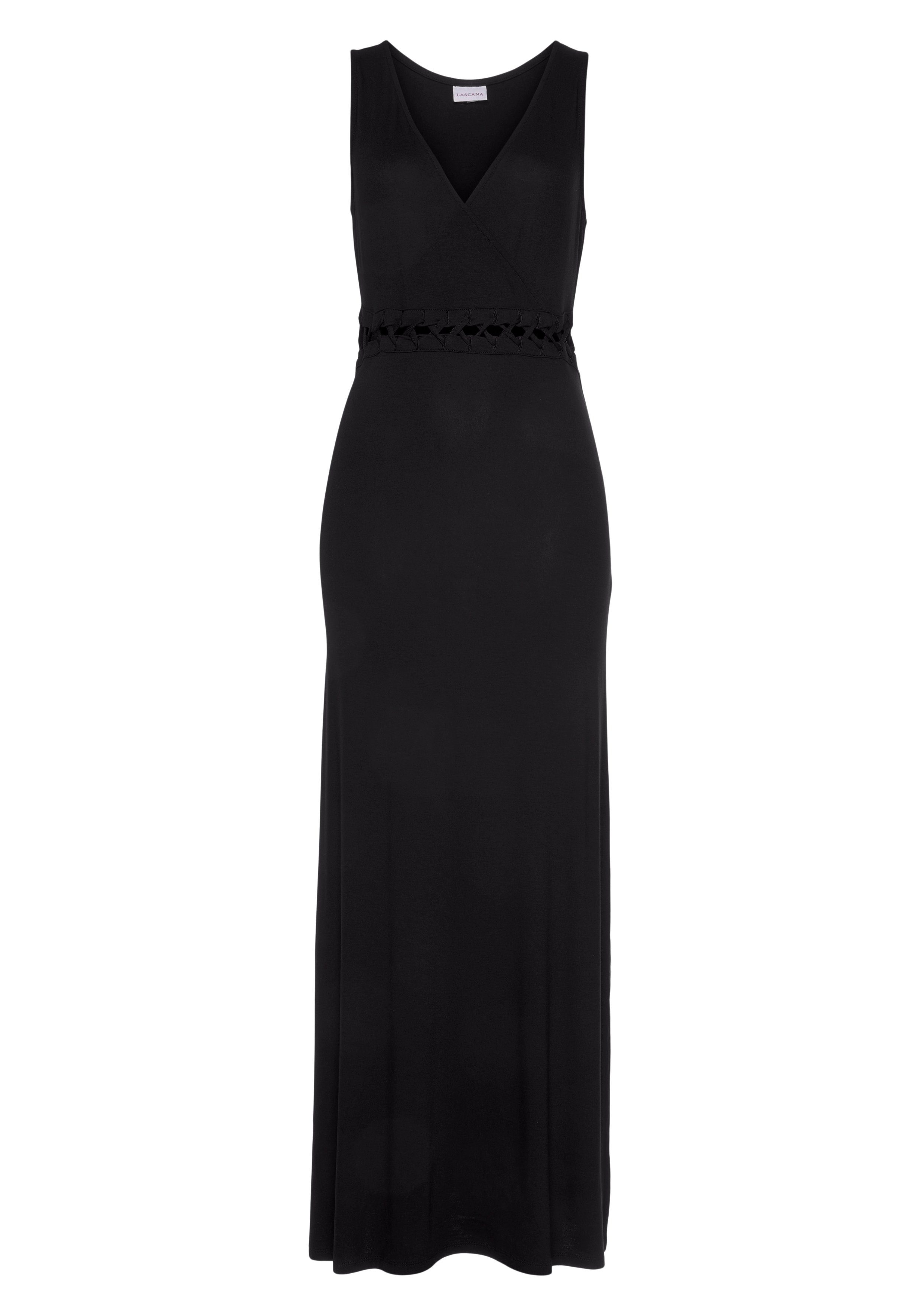 Lascana Maxi-jurk met vetersluiting-detail in de taille, zomerjurk, strandjurk