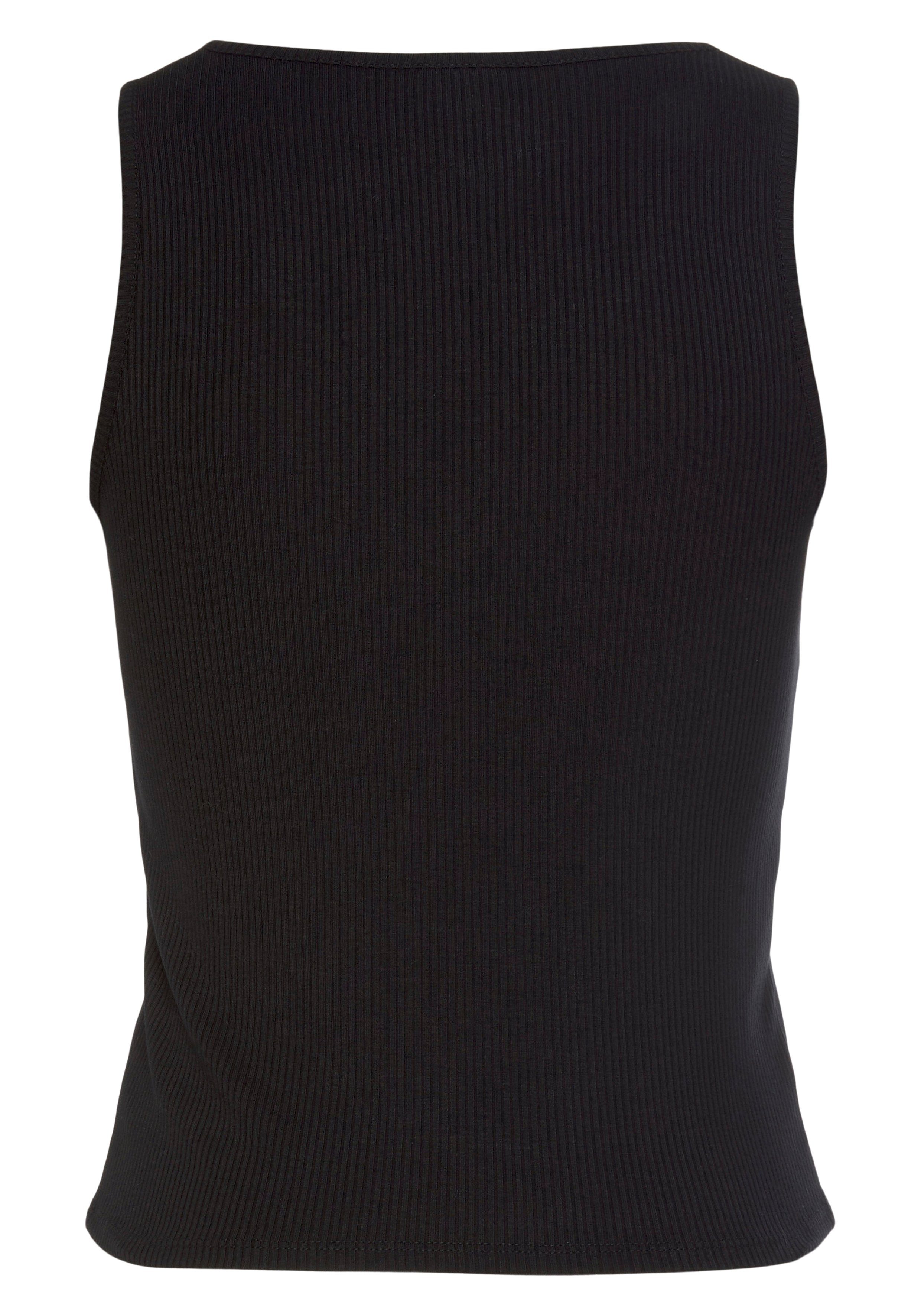 Lascana Geribde tanktop met klein v-hals, figuurvormend dametop, basic