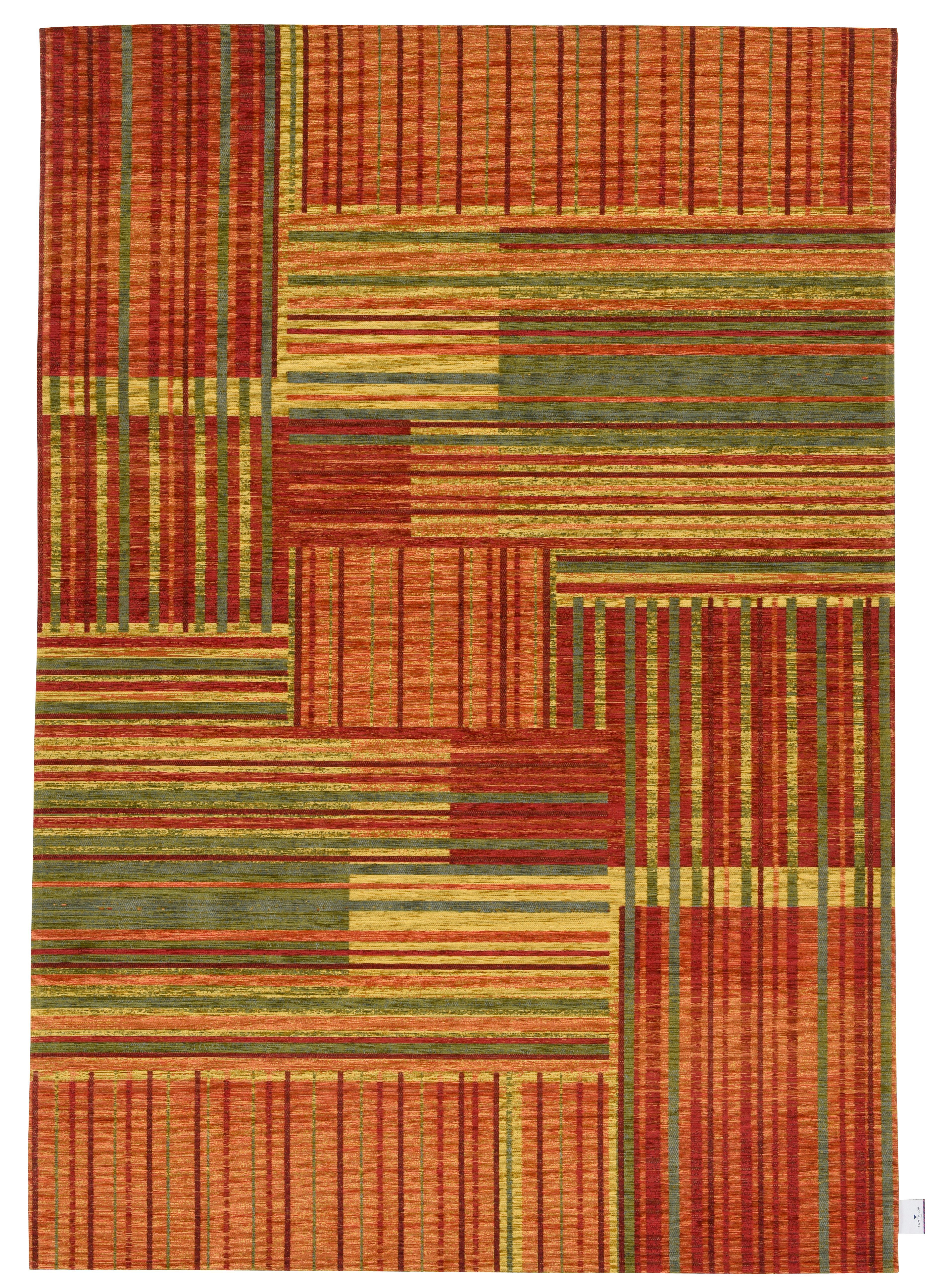 Tom Tailor Vloerkleed Stripy pat Vlakweefsel, modern patchworkontwerp, gestreept, chenille, woonkamer moderne vloerkleden maat 140 cm x 200 cm x 5 mm