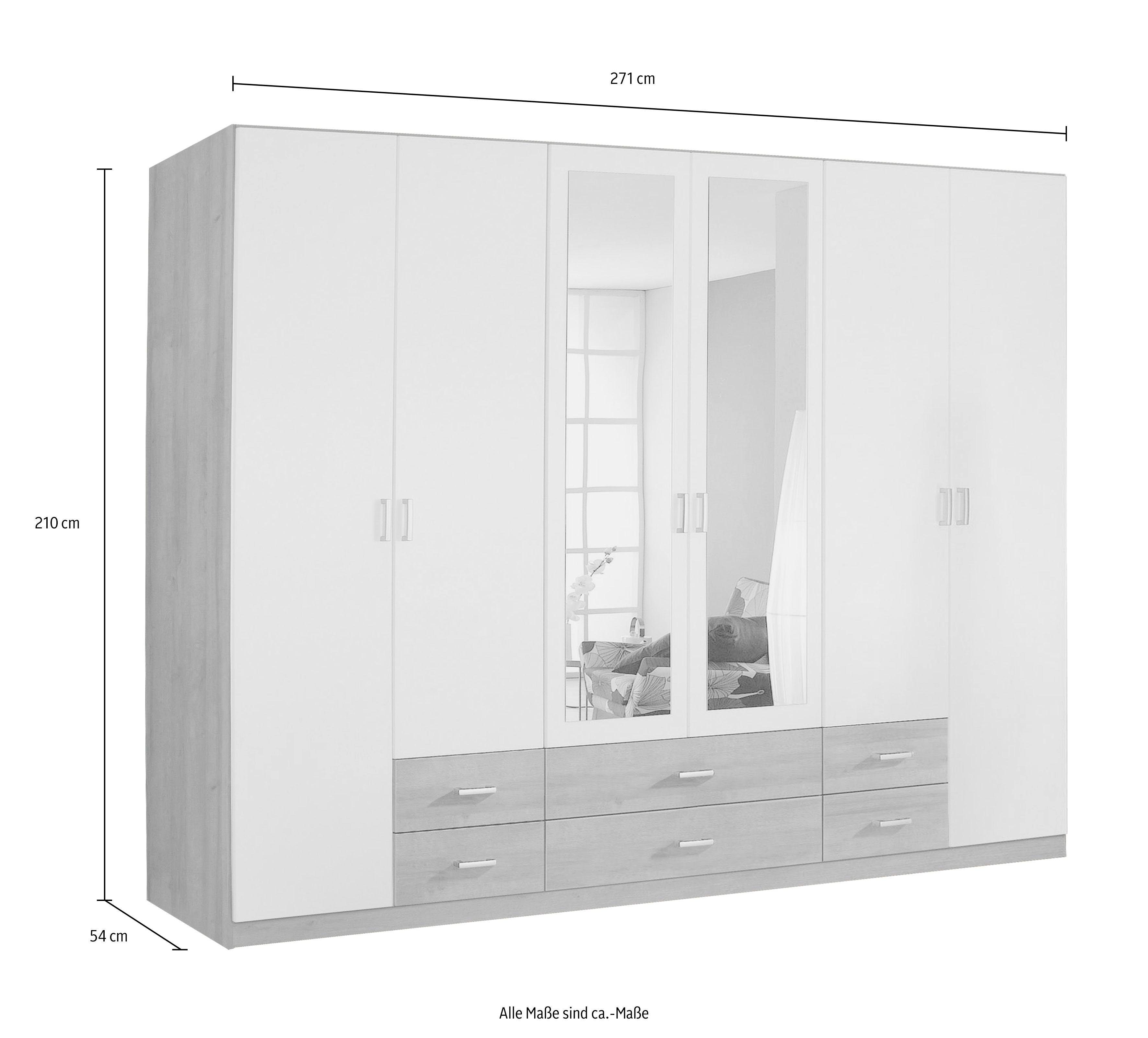 rauch Kledingkast Kast Garderobe Wasmand GAMMA in 3 Breedtes veel opbergruimte met 6 lades, met spiegel topseller made in germany